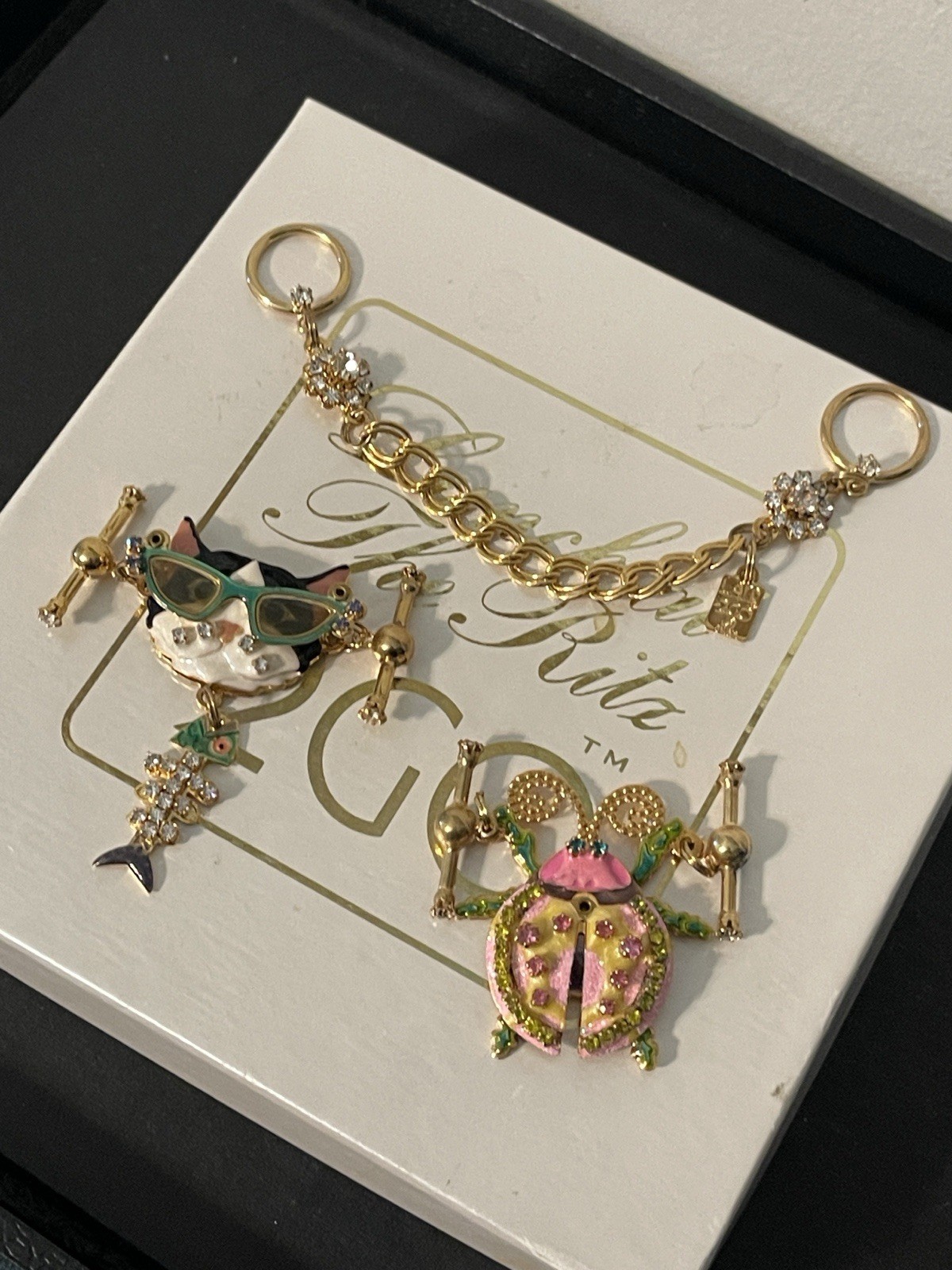 LATR 2GO Interchangeable Charm Bracelet (Glamour Puss & RARE Ladybug) 7.5”