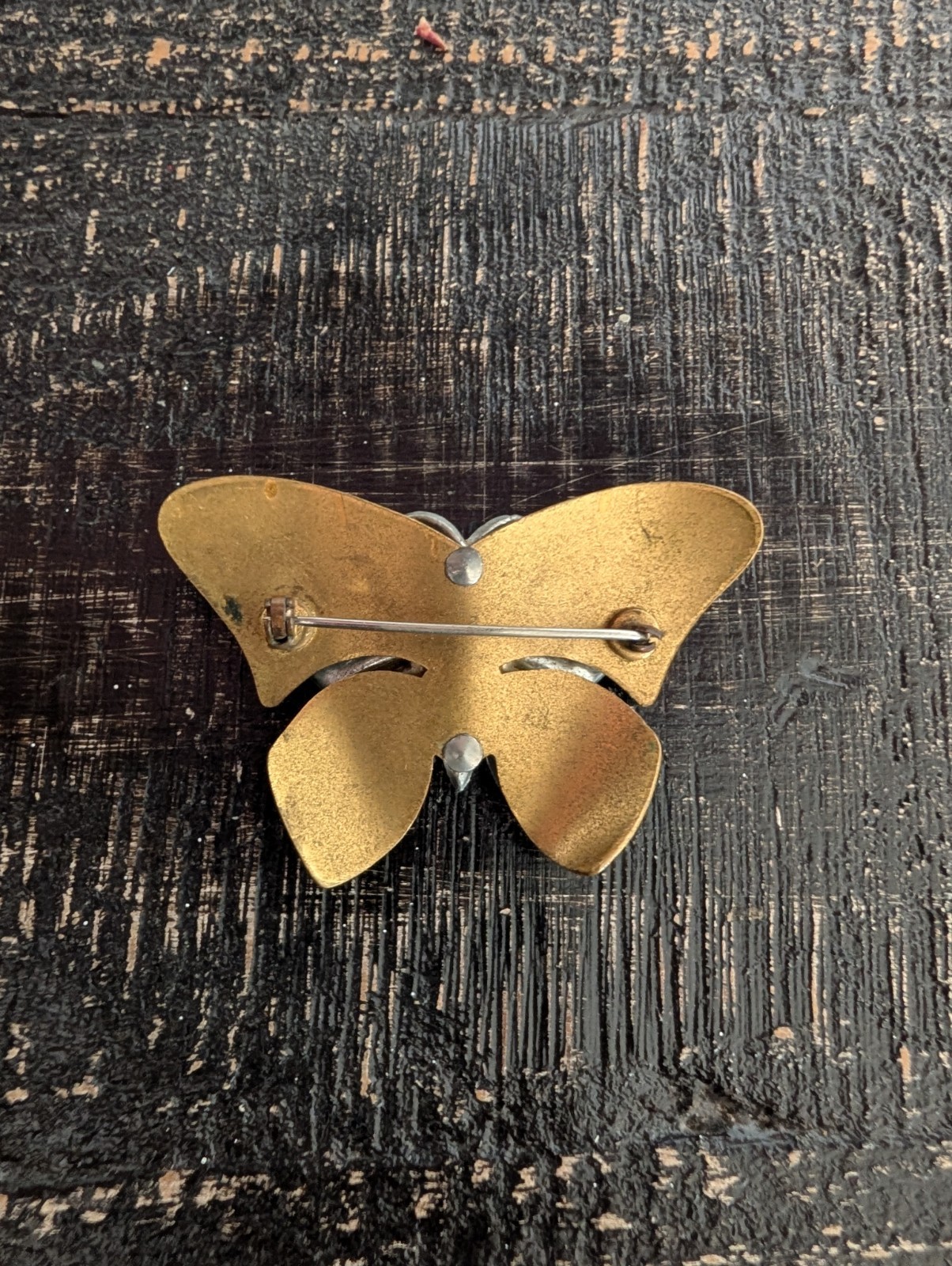 Unsigned Vintage Antique Art Deco Rhinestone Pave Butterfly Moth Layered Brooch