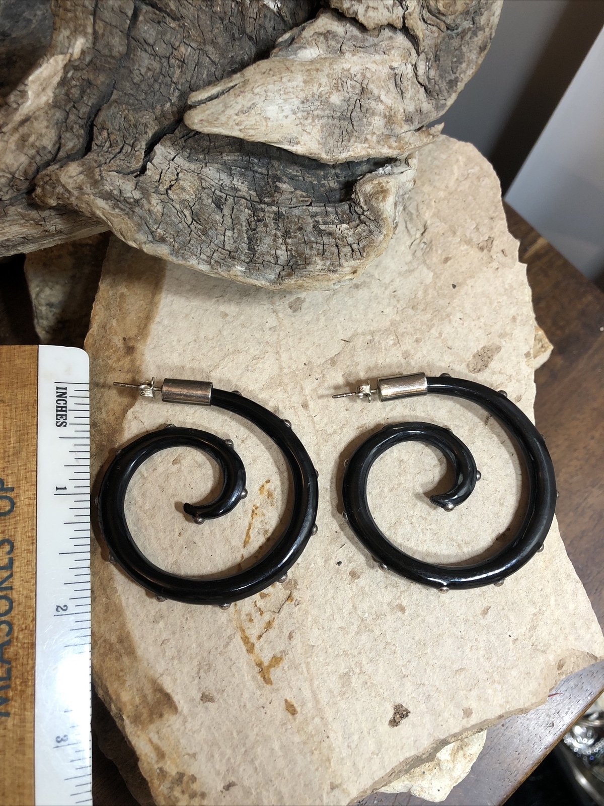 Tribal 925 Sterling Silver Large Swirl Stud Unisex Adult Earrings 14g