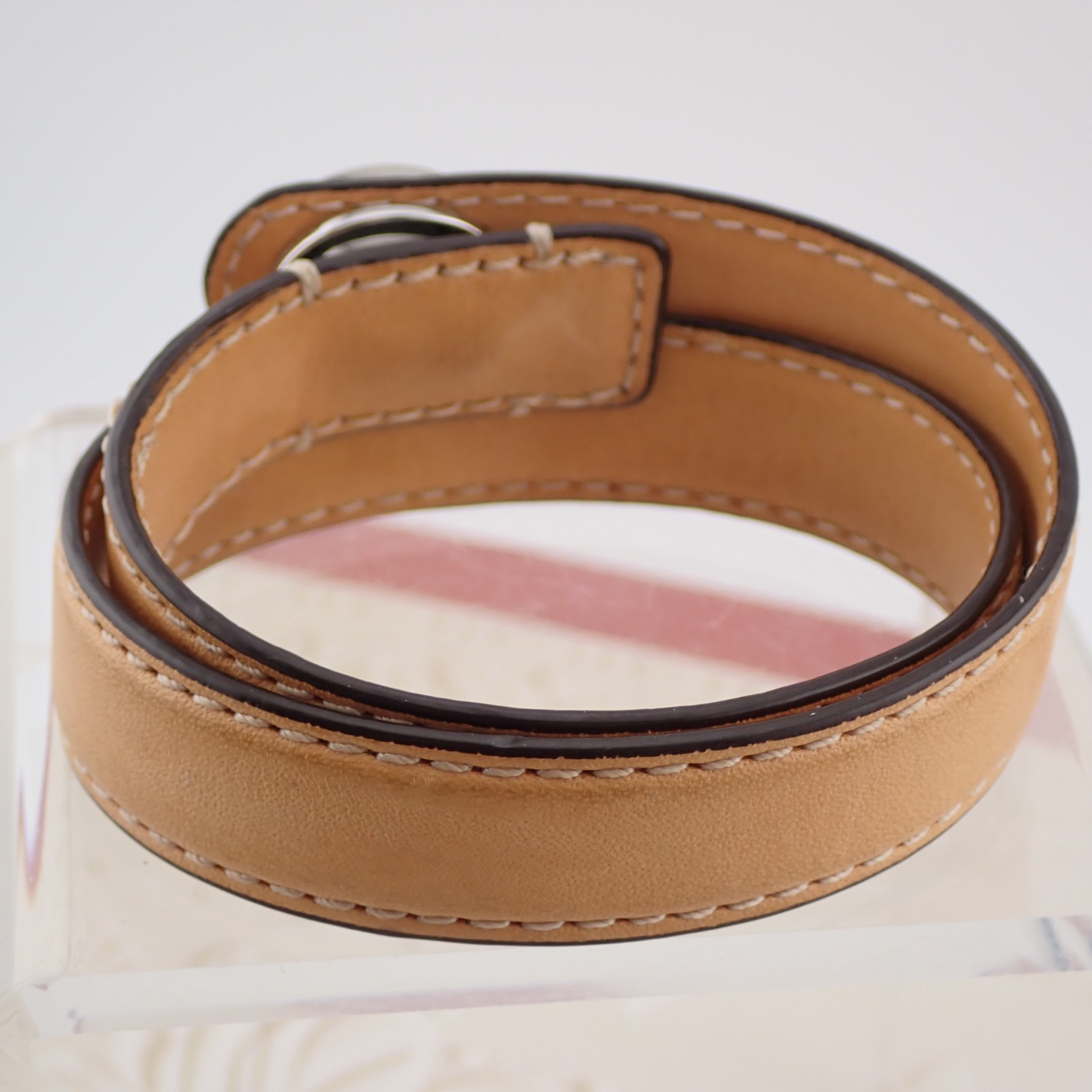 1990’s Coach Tan Leather Turnlock Double Wrap Bracelet