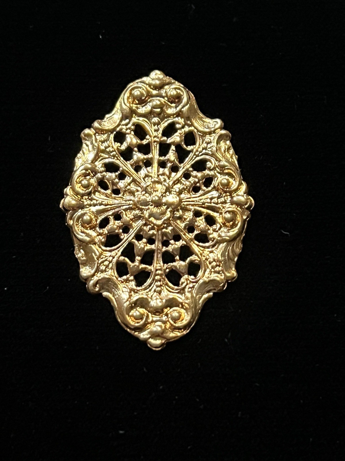 Large Vintage Gold Plated Brass Stamping for Jewelry Design NOS 22K Gold Plated