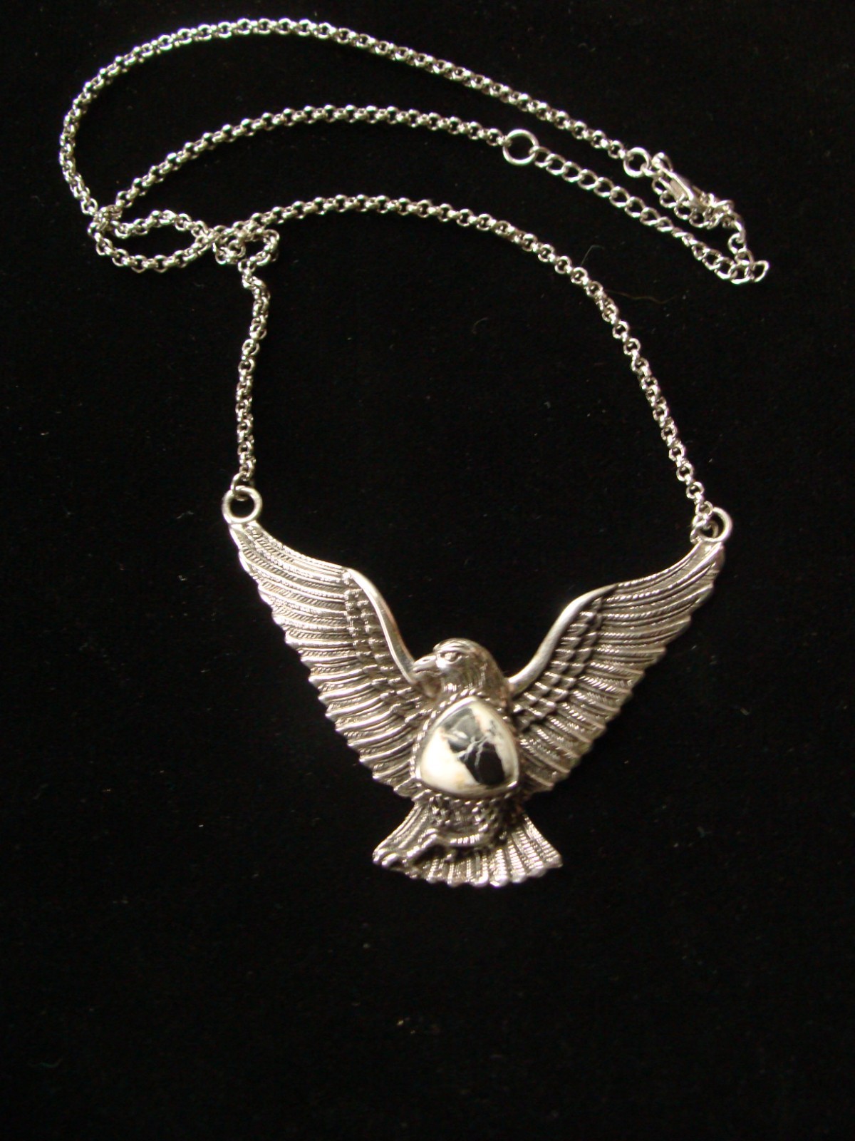 Vintage Sterling Silver Eagle Pendant & Chain Necklace Adjustable 18-21 in long