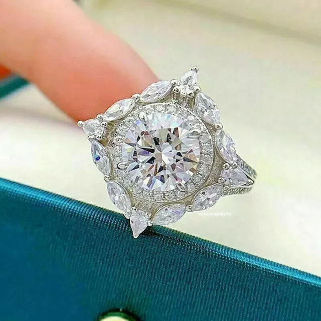 Art Deco Vintage Style 3Ct Lab Created Diamond Engagement 14K White Gold FN Ring