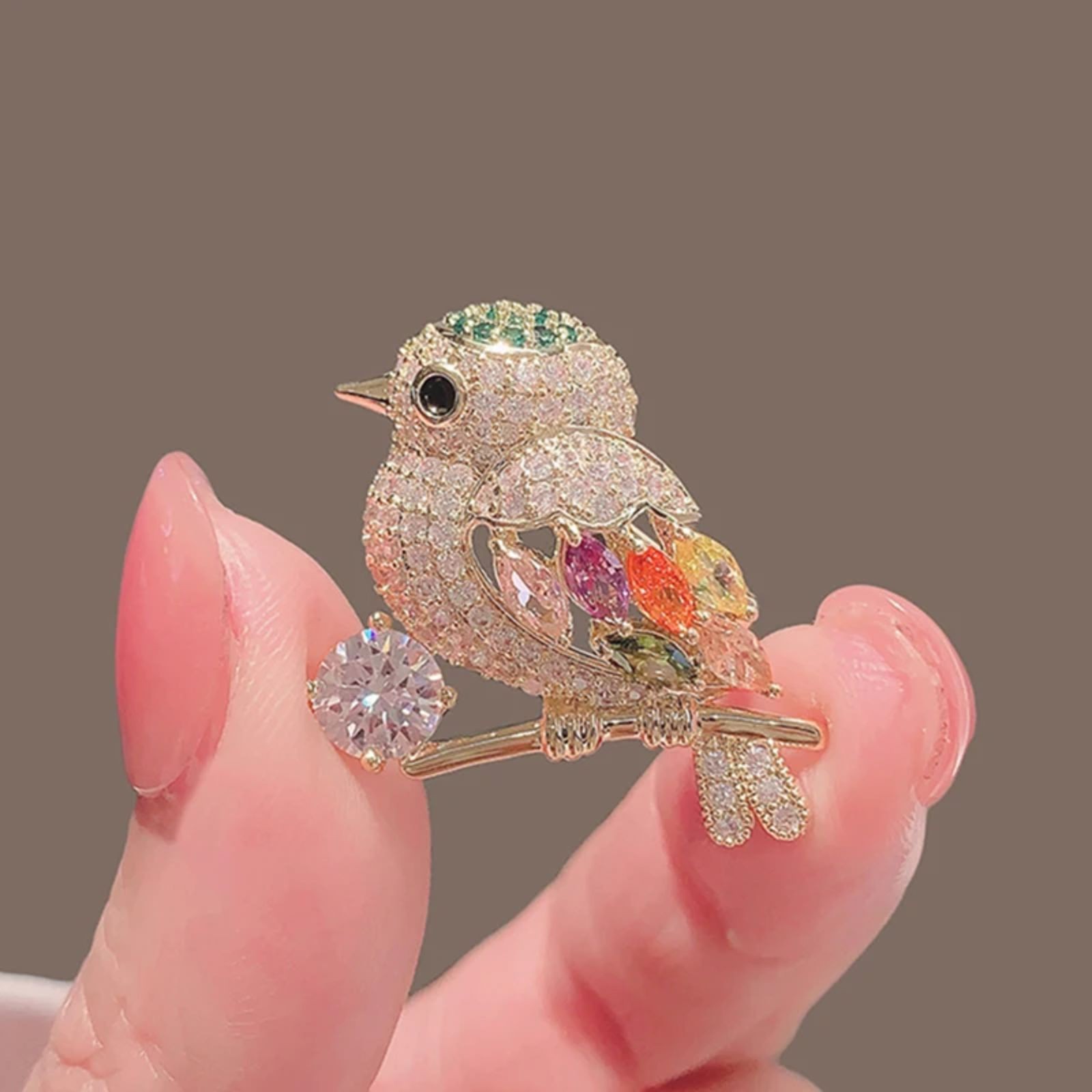 Sparkling Magpie Bird Brooch Pin-Rhinestone Crystal Jewelry for Women Dress/Coat
