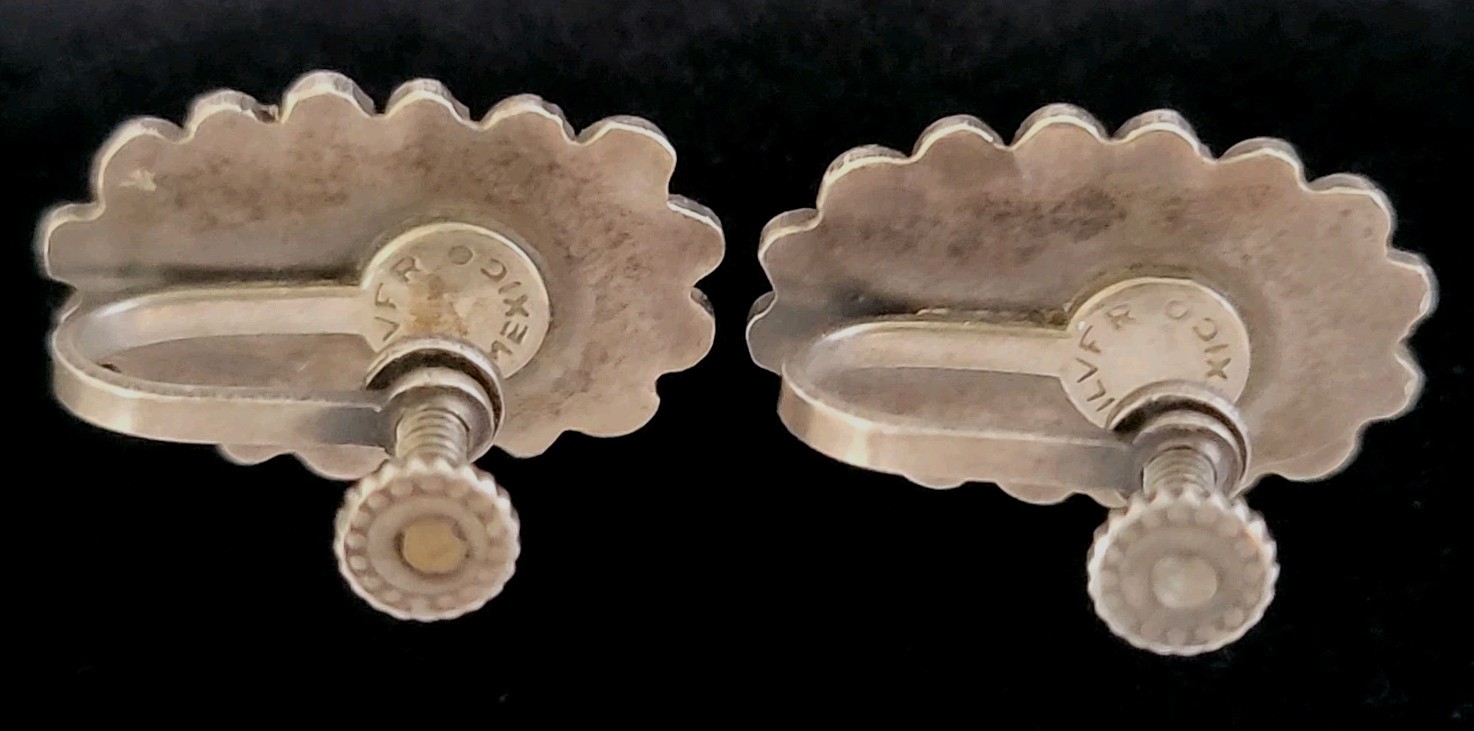 Vintage Jewelry 3pc Lot (1pr) .925 Screw Back Earring (1) Abalone Inlay Bracelet