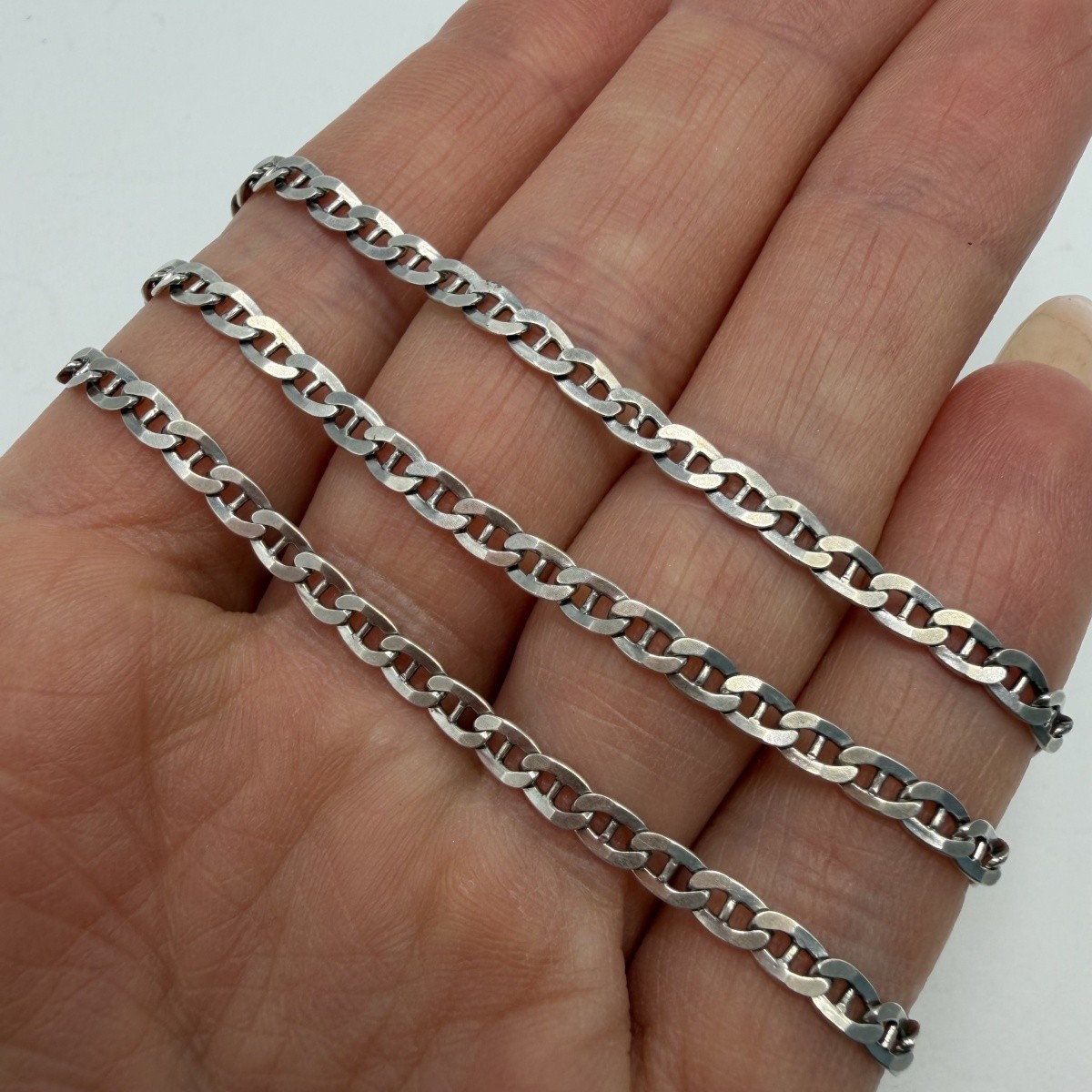 Vintage 925 Sterling Silver Mariner Chain Necklace Anchor Link Unisex 52cm