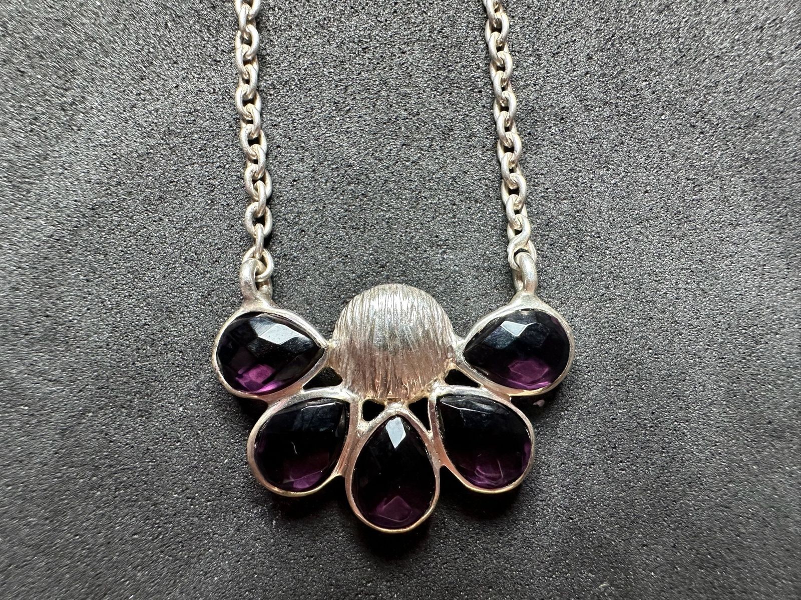 7.15g Vintage Sterling Silver 925 Purple Teardrop Pendant Necklace 21 in M
