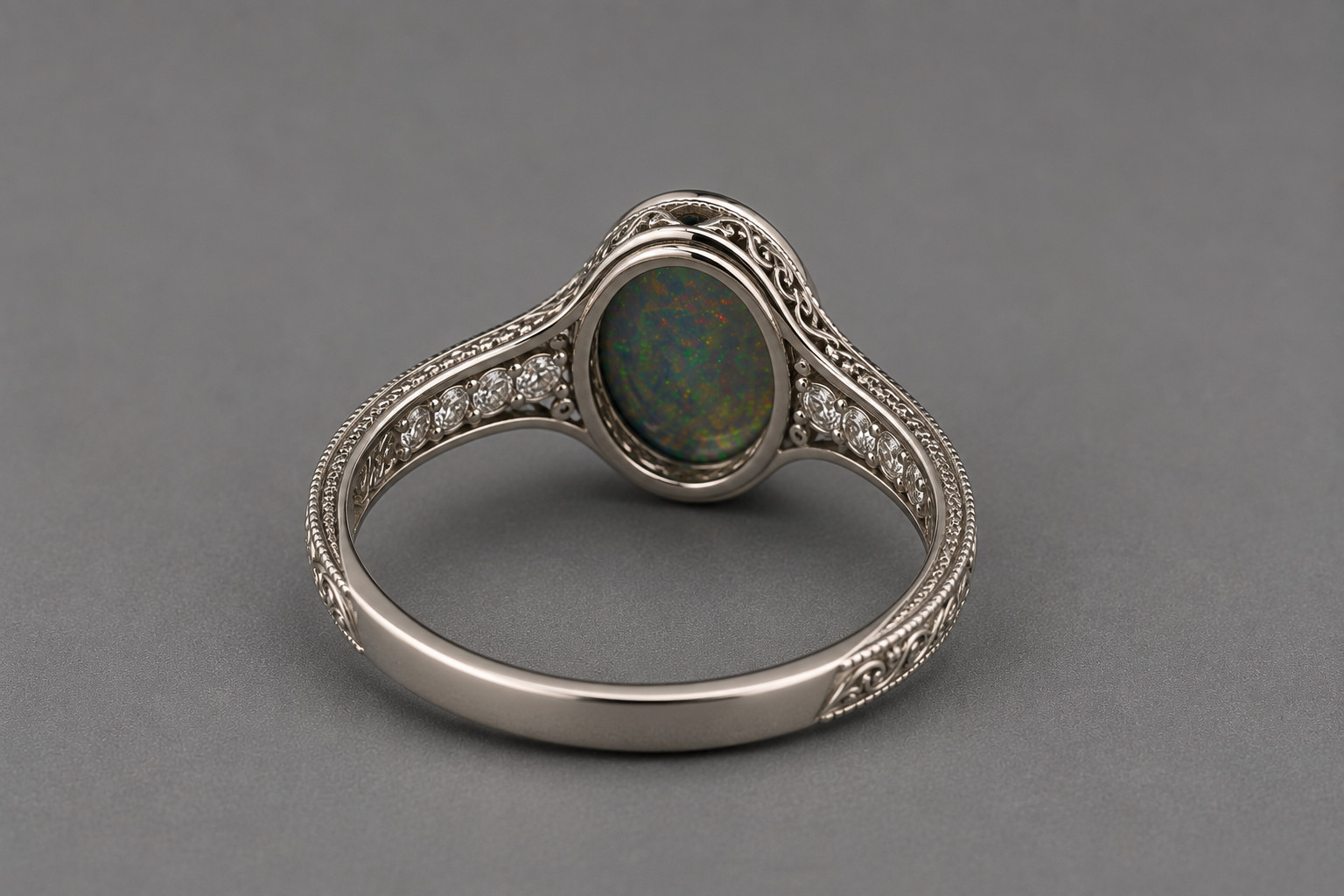 Natural Ethiopian Black Opal Ring 6×8 mm 925 Sterling Silver Vintage Oval Cab