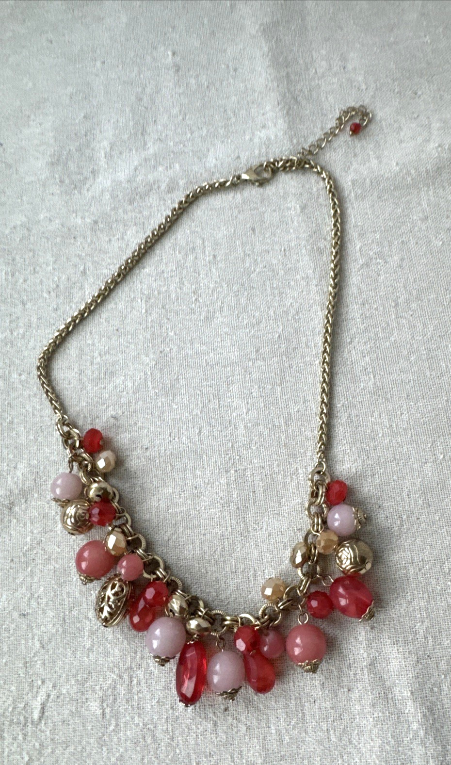 VALENTINES! pink red Gold Modernist Metal Jewelry y2k 1990s boho chunky necklace