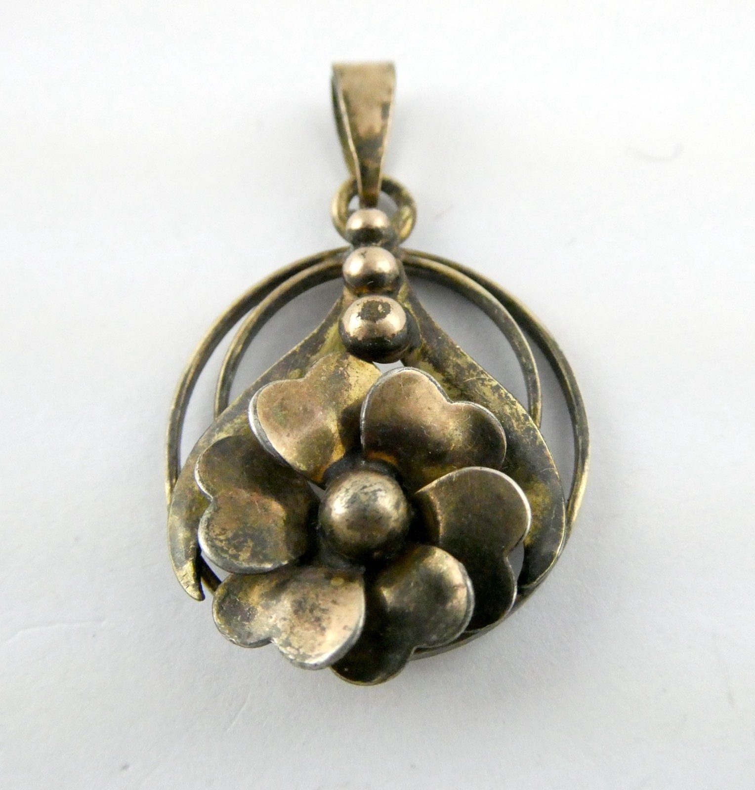 Vintage 1/20th 12k Gold Fill on Sterling Silver Flower Pendant 2.7g 1.25 Inches