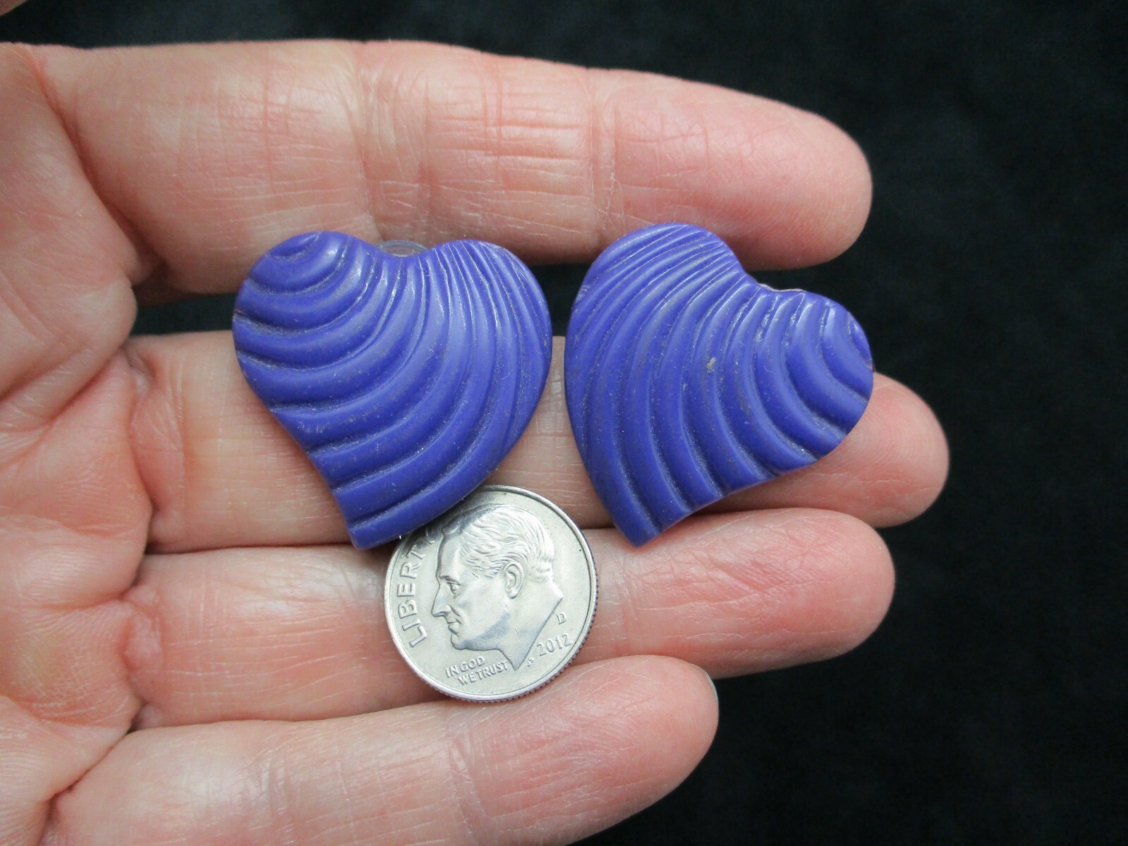 Vintage 1980’s Royal Purple Heart Pierced Earrings
