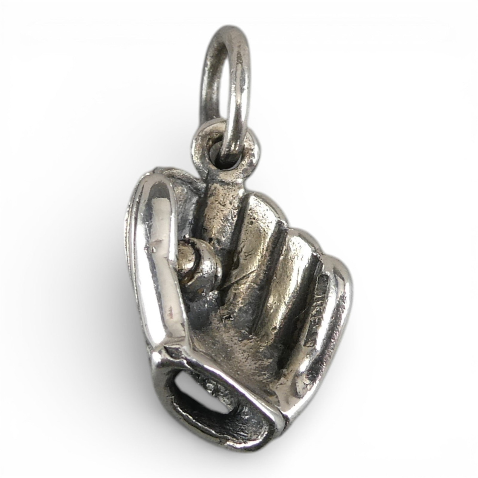 Sterling Silver Baseball Mitt Glove Ball Charm for Bracelet Small Pendant