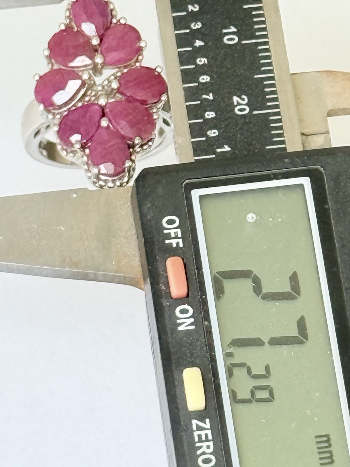 Vintage Designer Sterling Silver 925 Ruby Cluster Cocktail Ring Size 6