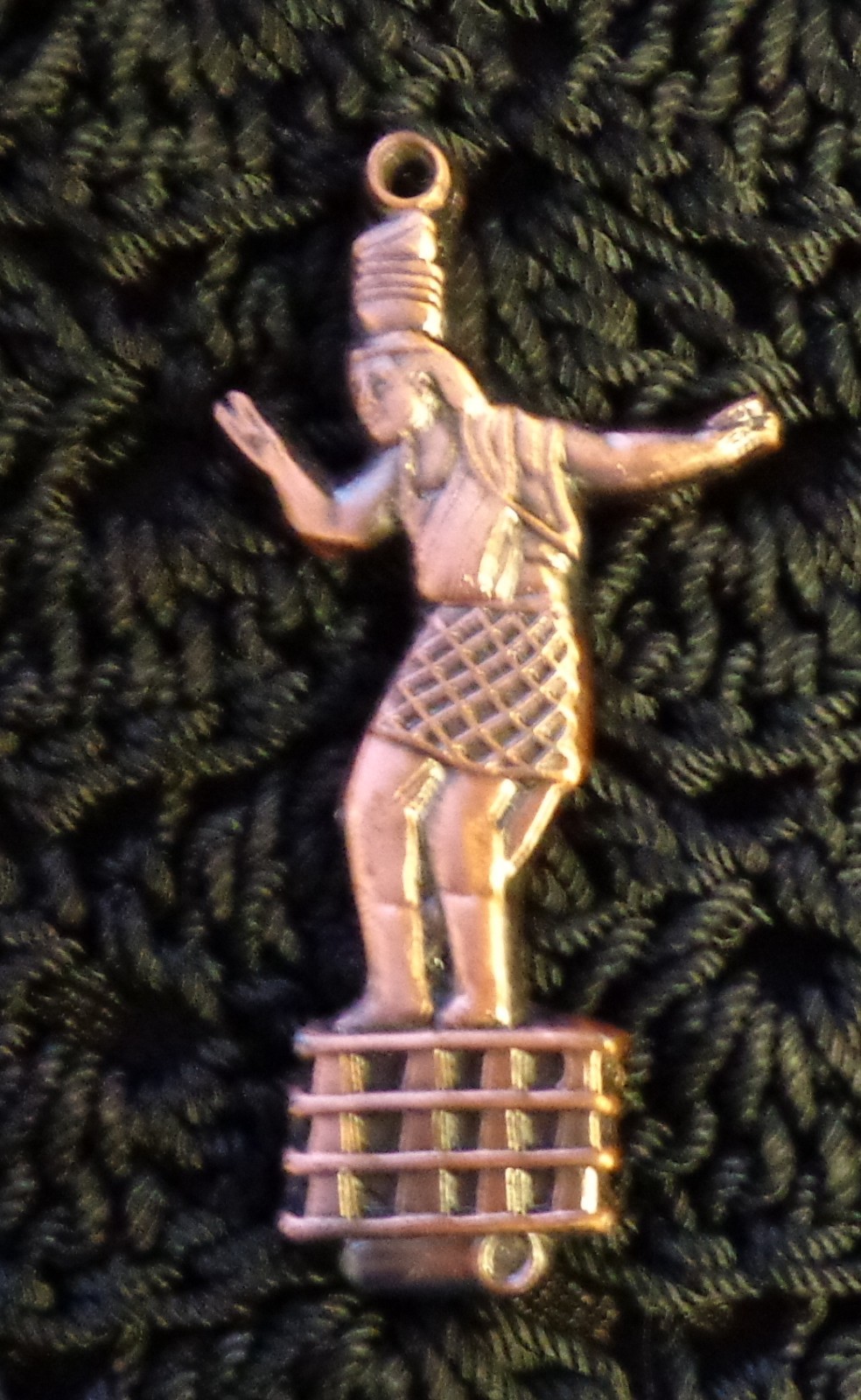 Vintage Estate COPPER EGYPTIAN Revival FIGURE PENDANT 2-3/8″