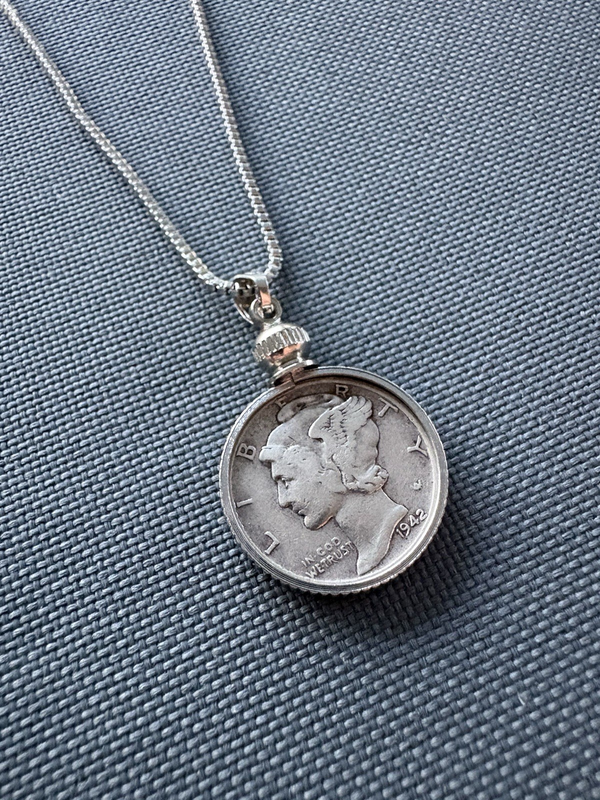 Beautiful Silver Mercury Dime Necklace • Authentic Silver Coin • 20in Adjustable