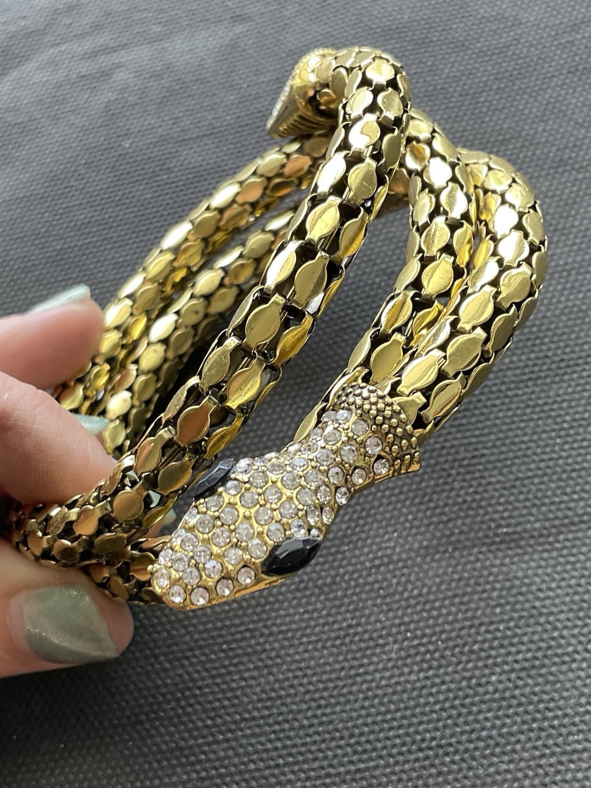 vintage gold tone mesh snake wrap statement bracelet Estate Costume Jewelry