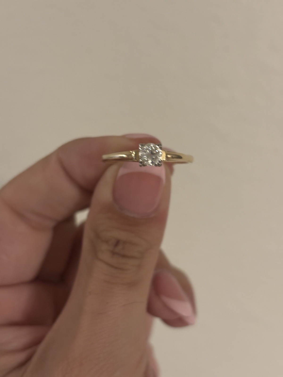 Roughly .46 carat Vintage Old Mine Cut Diamond Solitaire Ring 18K Yellow Gold