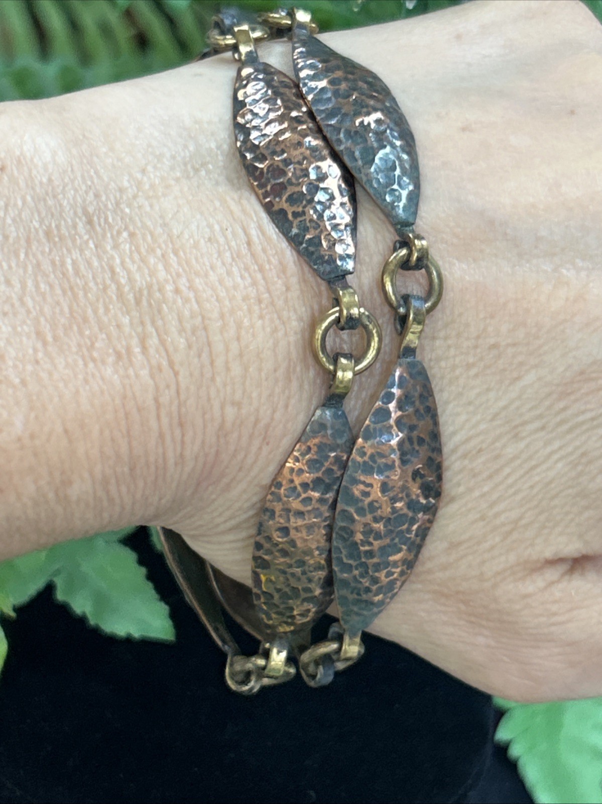 Vintage Maya Mexico Men Or Women’s Hammered Copper Bracelet 8.5”large Wrist 30 g
