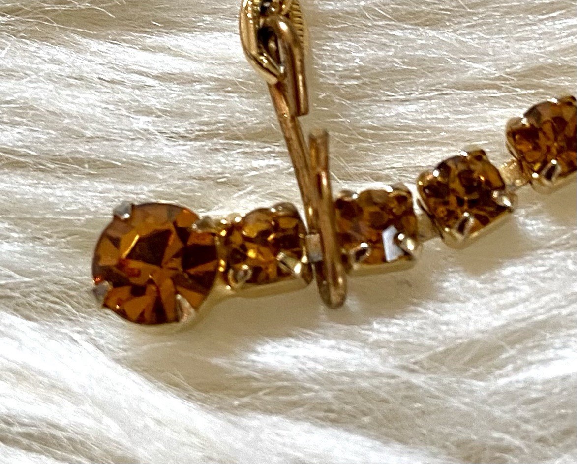 Juliana Book Piece Tigers Eye Rhinestone Necklace Brooch Earring Set