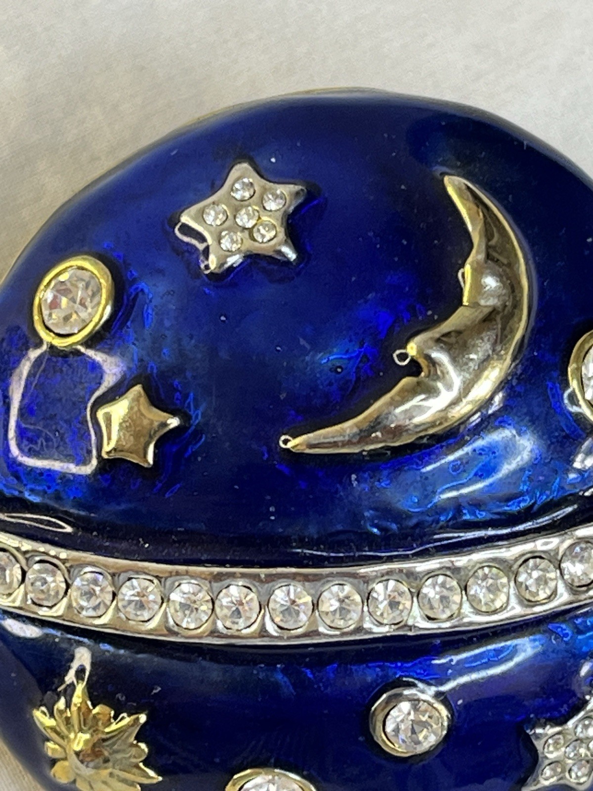 Vintage Swarovski Celestial Star Moons Brooch Blue Enamel PLEASE READ