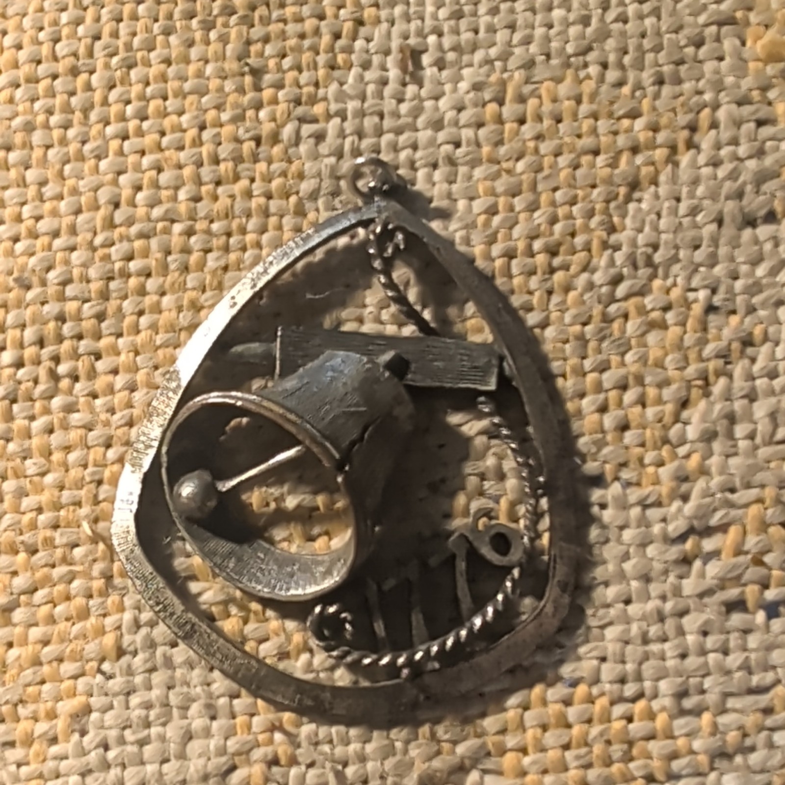 Silver Tone Bell Design Historic Charm Pendant for Unisex Adults