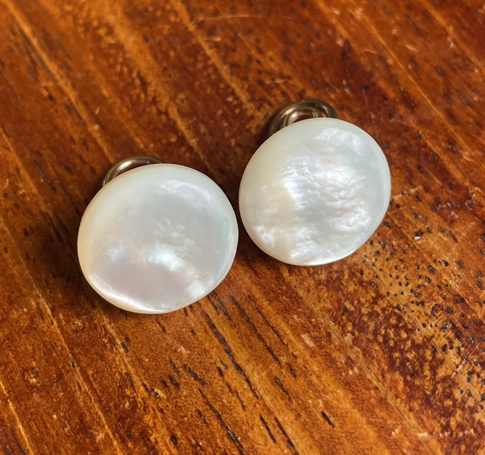 Antique Cufflinks Mother Of Pearl Engraved Nov 11, 1902 Edwardian Era Excellent