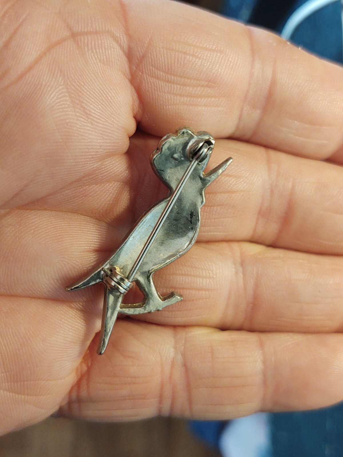 Vintage Costume Jewelry Brooch / Pin , Rhinestones Mocking Bird