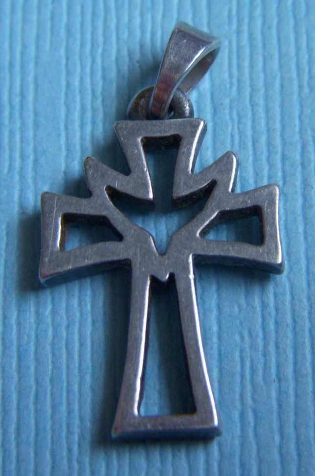 Retired James Avery descending dove cross sterling charm