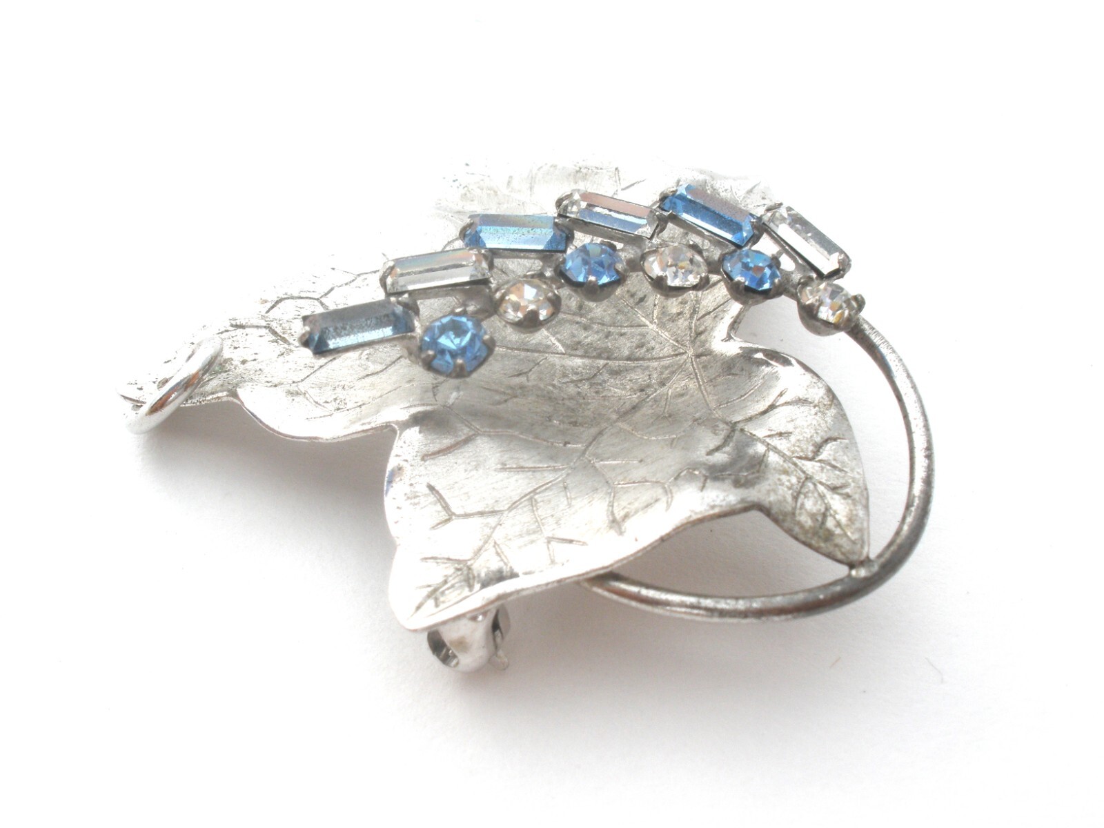 Sterling Silver Brooches Lot of 3 Flower Leaf Art Beau Rhinestone Vintage Pins