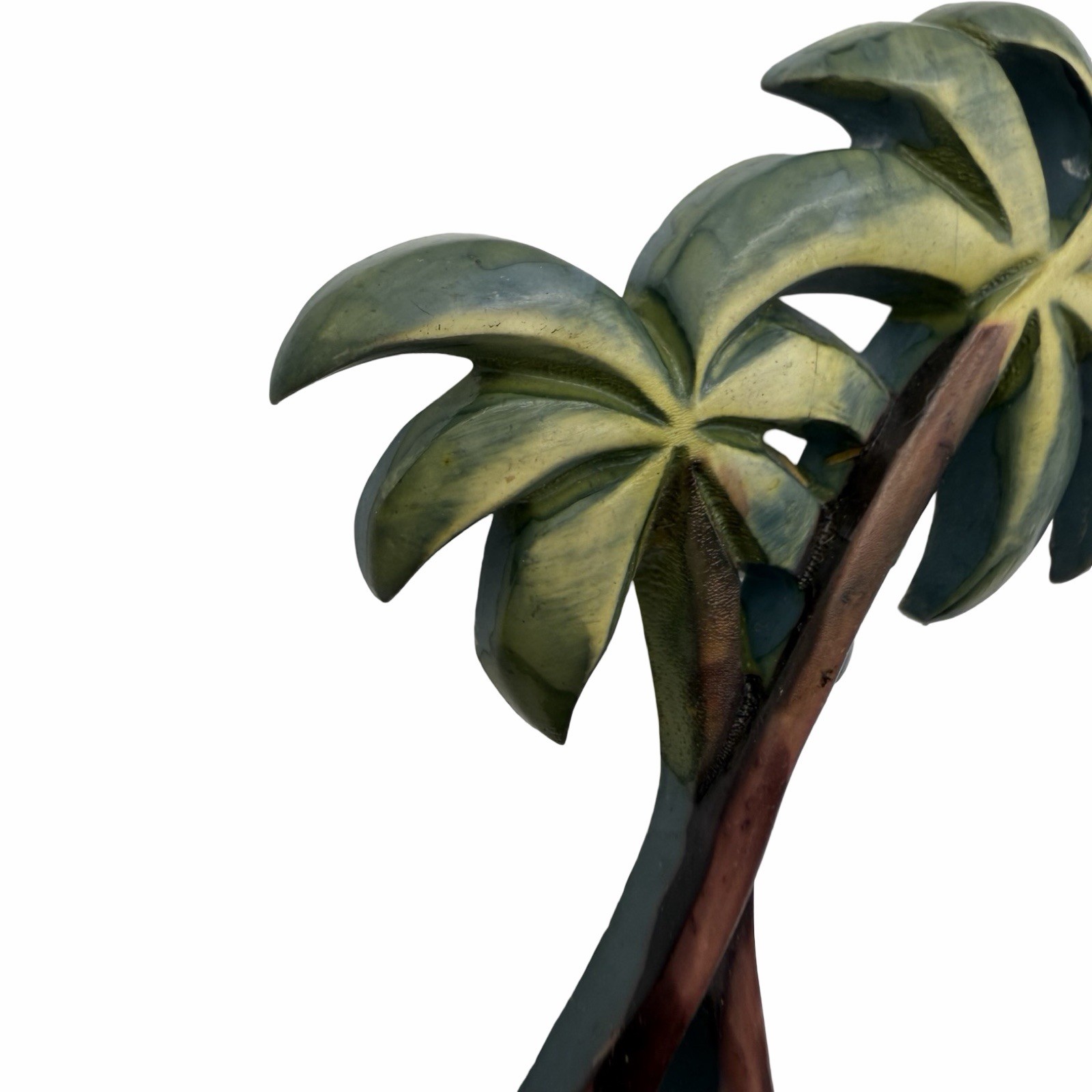 Vintage Celluloid Palm Tree Brooch Tropical Green Brown Figural Pin