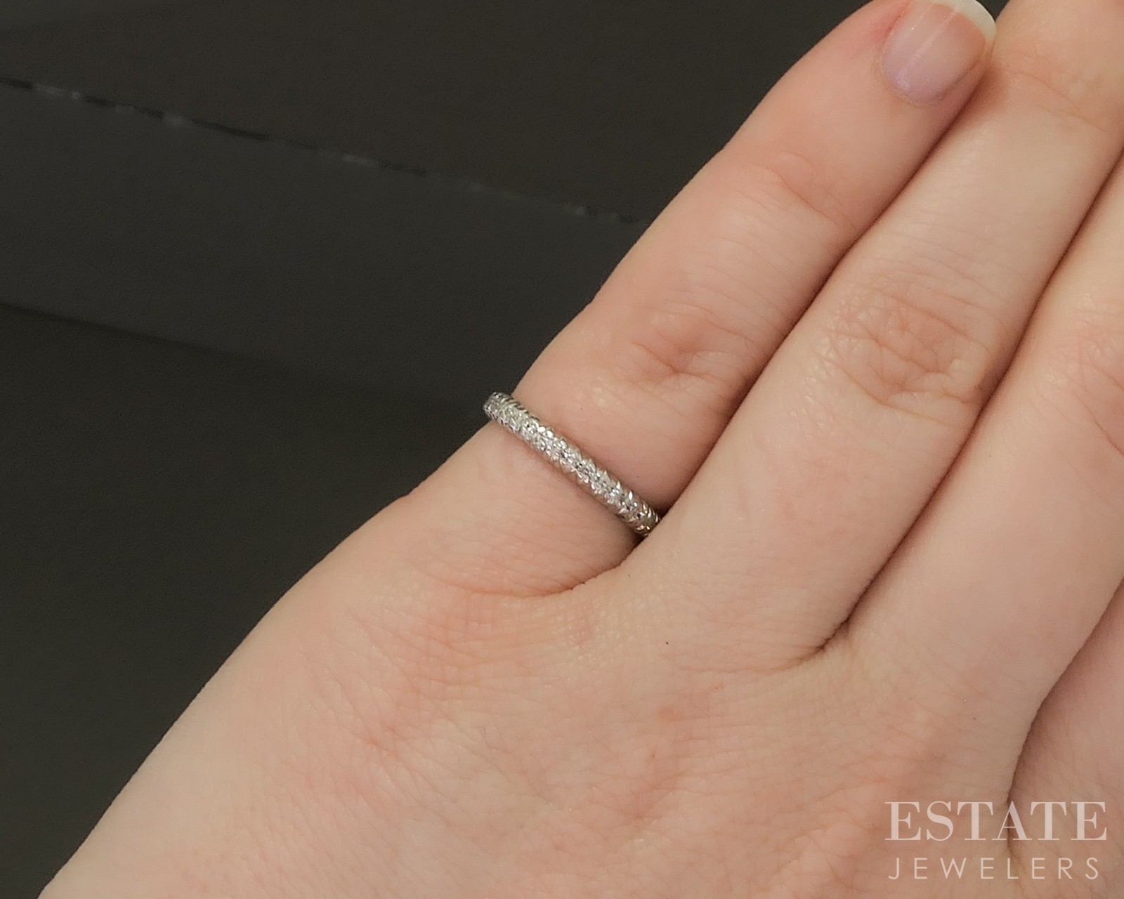 Vintage Platinum Single Cut Natural .16ctw Diamond Eternity Band 1.8g p22778