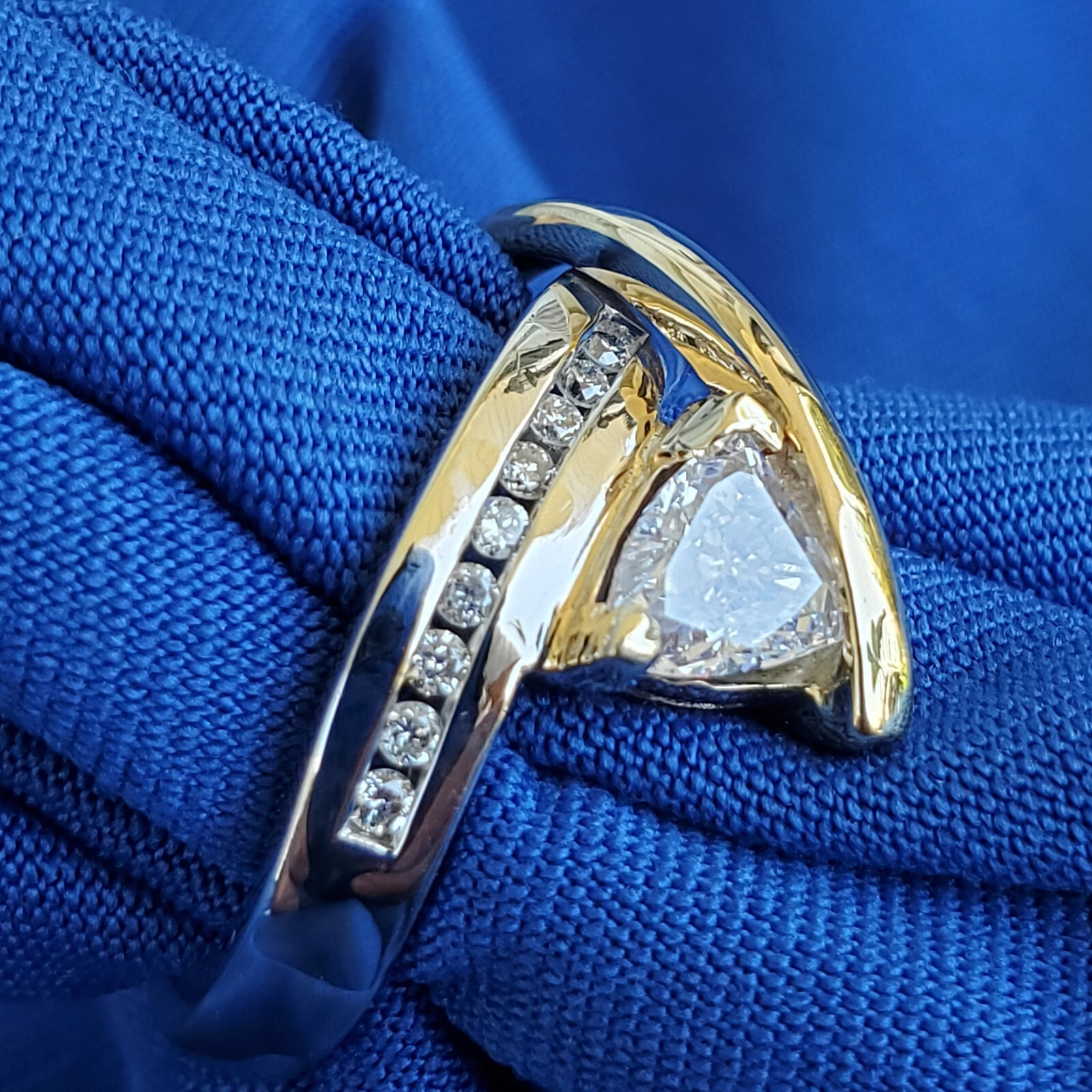 ORIGINAL EARTH MINED Triangle DIAMOND Engagement Ring SOLID 14K GOLD Solitaire 6