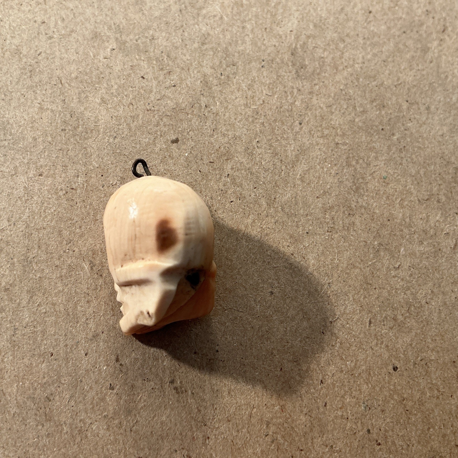 Vintage Miniature Hand Carved “MEMENTO MORI” Human skull Charm