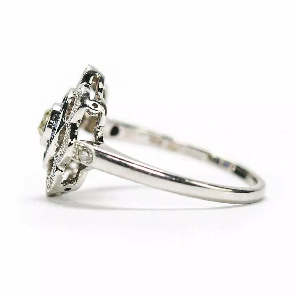 Art Deco Style 2.55Ct Lab Created Diamond Flower Cocktail 14K White Gold FN Ring