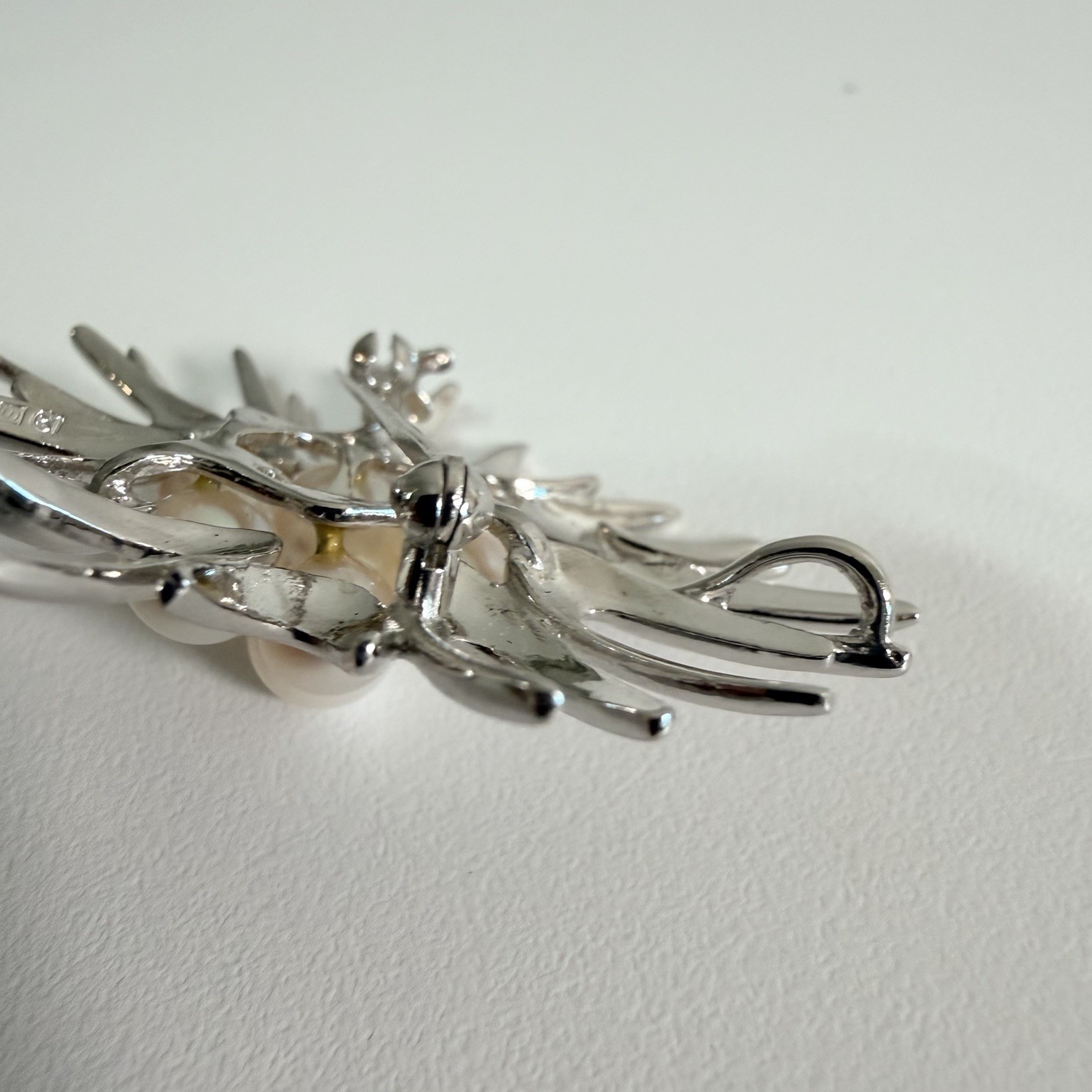 Mikimoto Akoya Starburst / Sea Urchin Pearl & Sterling Silver Vintage Brooch MCM