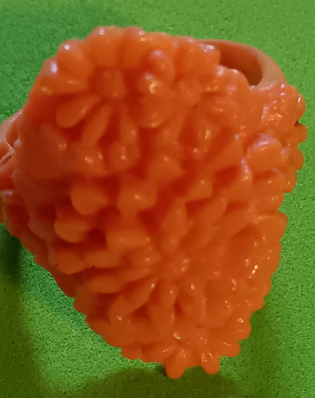 Pretty Vintage 1930s Celluloid Faux Coral Ring Made In Japan Size 8