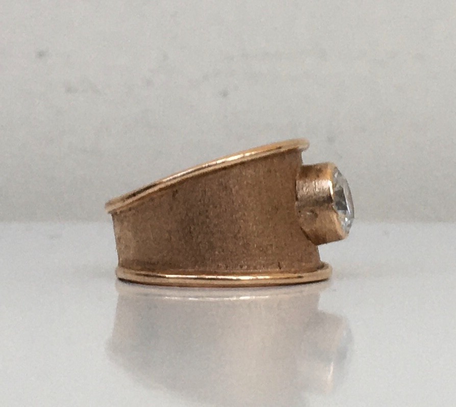 Vintage Original Soviet Solid Rose Gold Rock Crystal Ring 583 14K USSR Ring