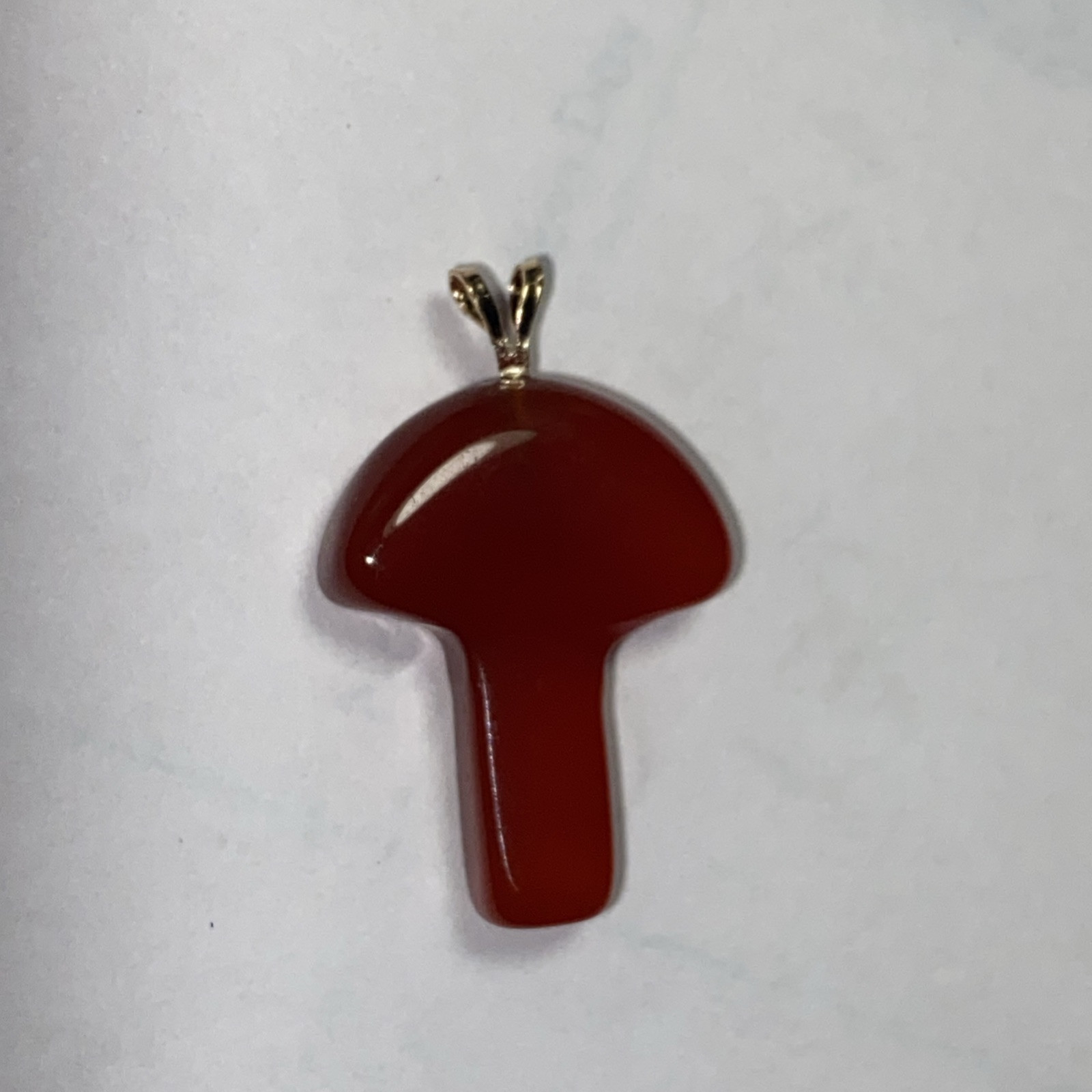 Pendant Mushroom Red Carnelian 14k Gold Vintage Unused