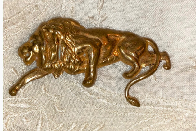 Silver Lion Leo Necklace Medallion Gothic Zodiac Pendant 30” Chain Cosplay Vtg