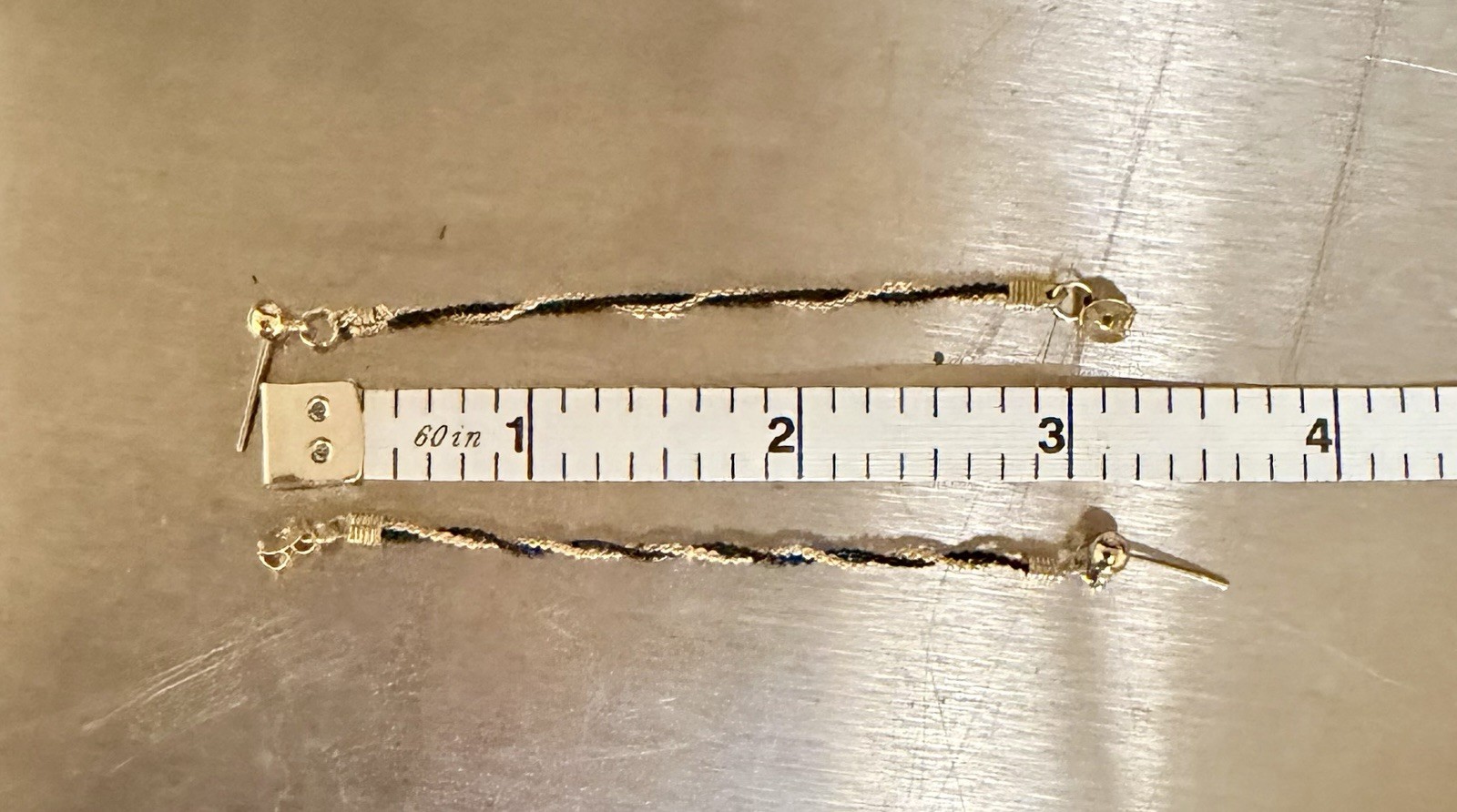 Vintage Gold & Black Twisted Chain Necklace Bracelet & Earrings Set