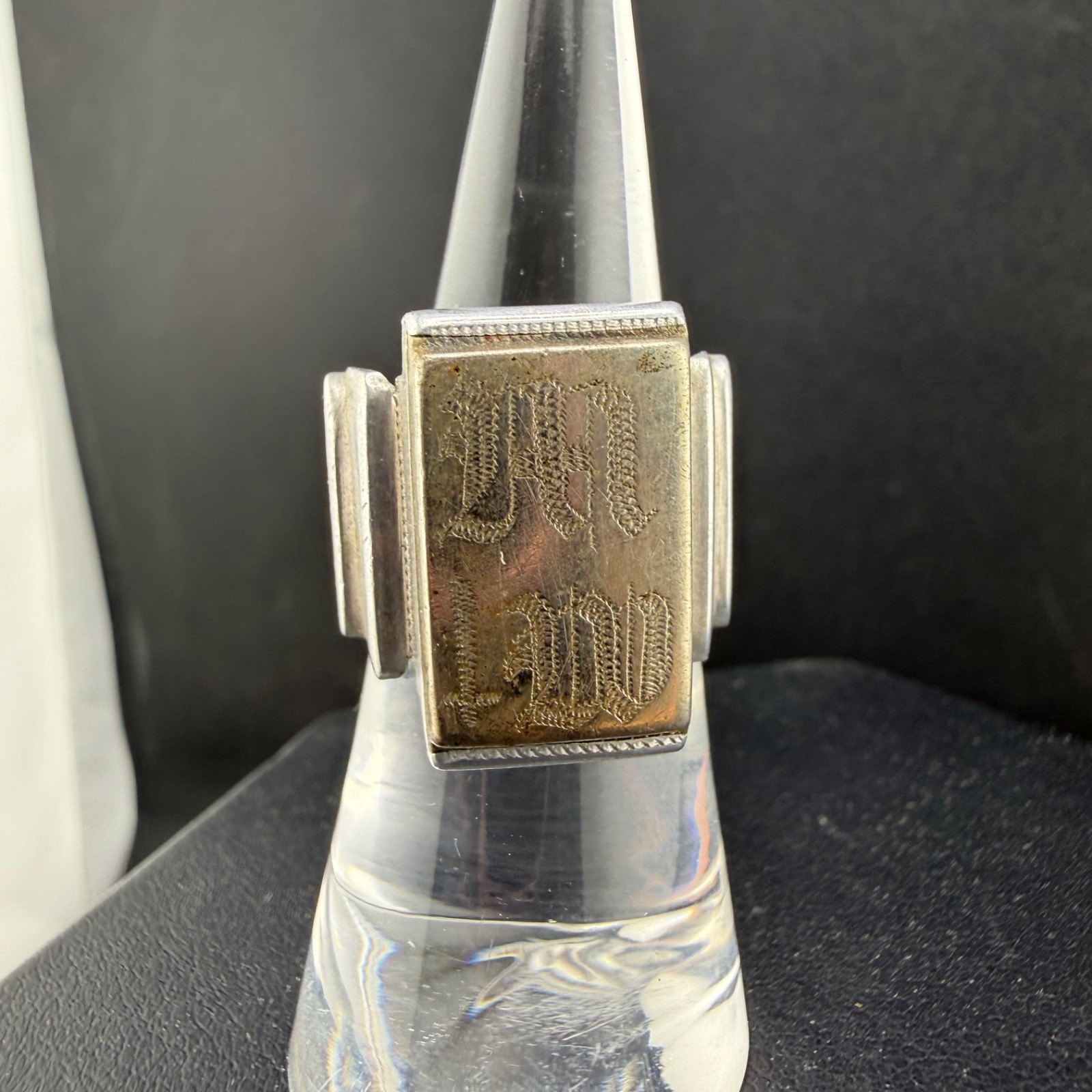 Vintage Signet Ring Silver Tone Size 7