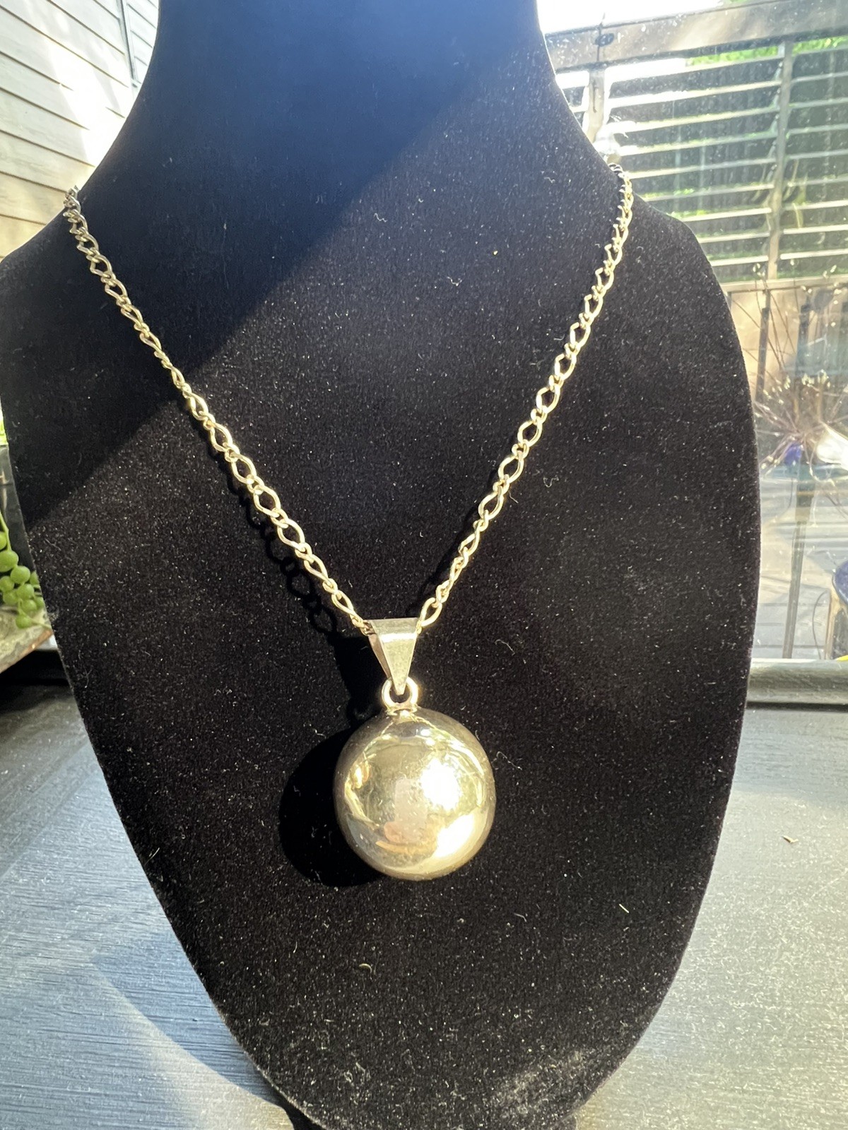 VTG Italy 925 Sterling Silver Harmony Ball Orb Pendant Necklace Modernist 30g