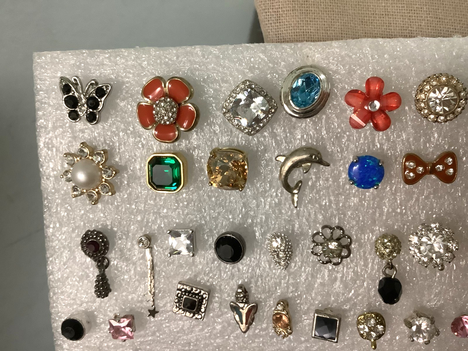 Huge lot of mixed vintage SINGLE stud earrings various unknown stones materials