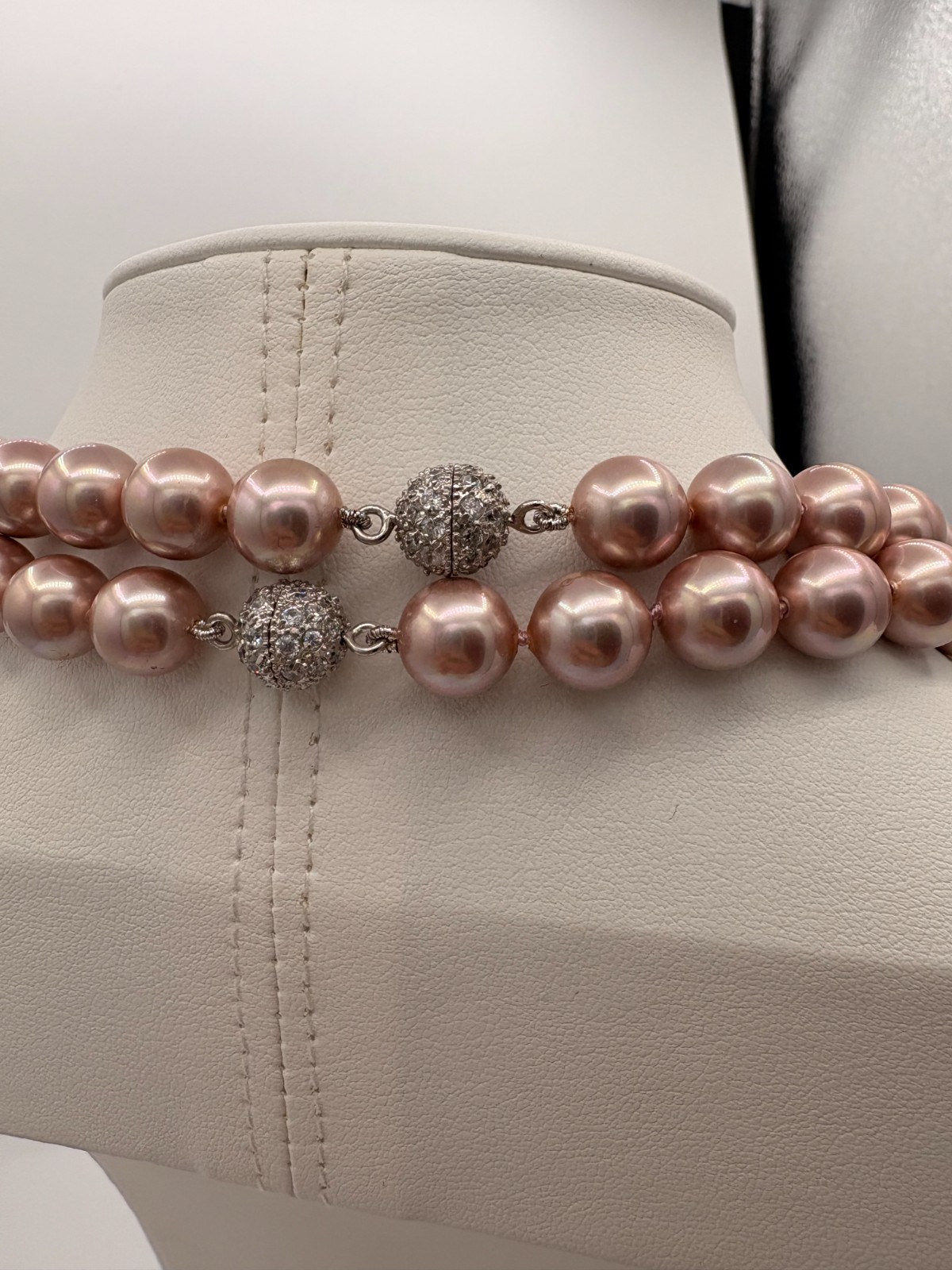 M & N 925 Sterling Silver Lavender Pearl Necklace Set 19” + 24″ Knotted Strand