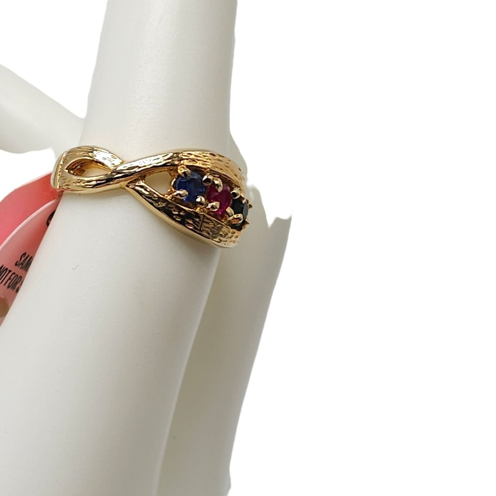 Textured Multicolor Gemstone Mother’s Ring Size 6.75 Alloy Gold Plated Topaz