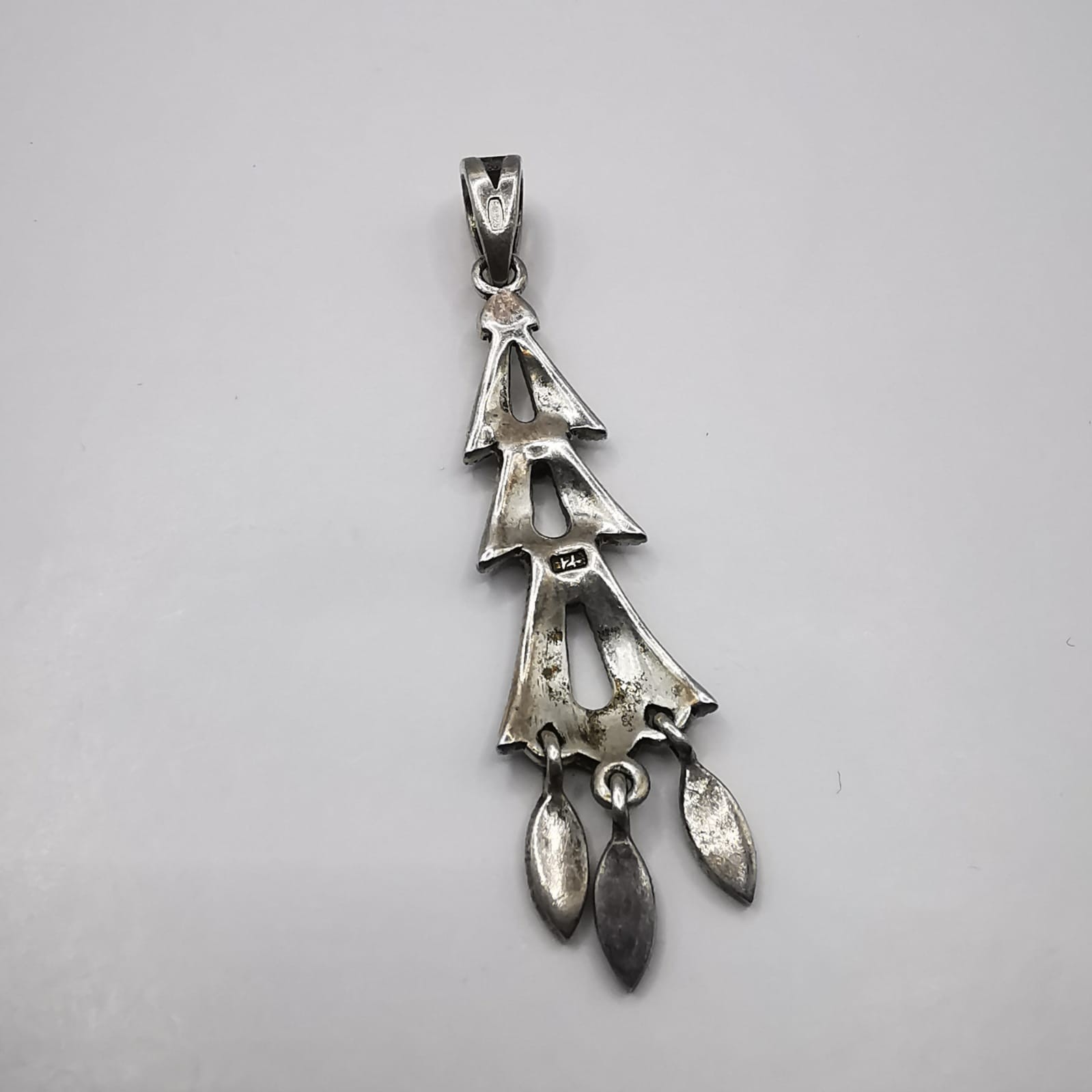 Vintage Elegant Pendant made of 925 Drop Silver,handmade Marcasite 4.61g