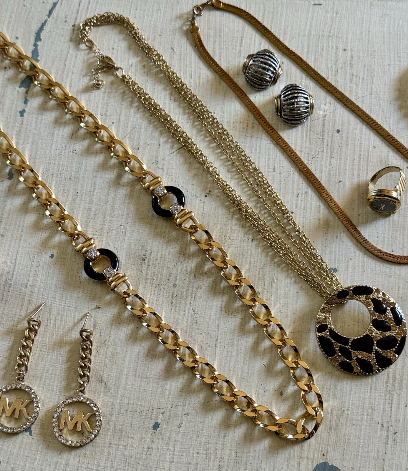 Vintage To Now Gold Tone Wearable Costume Jewelry Lot 9 Pieces
