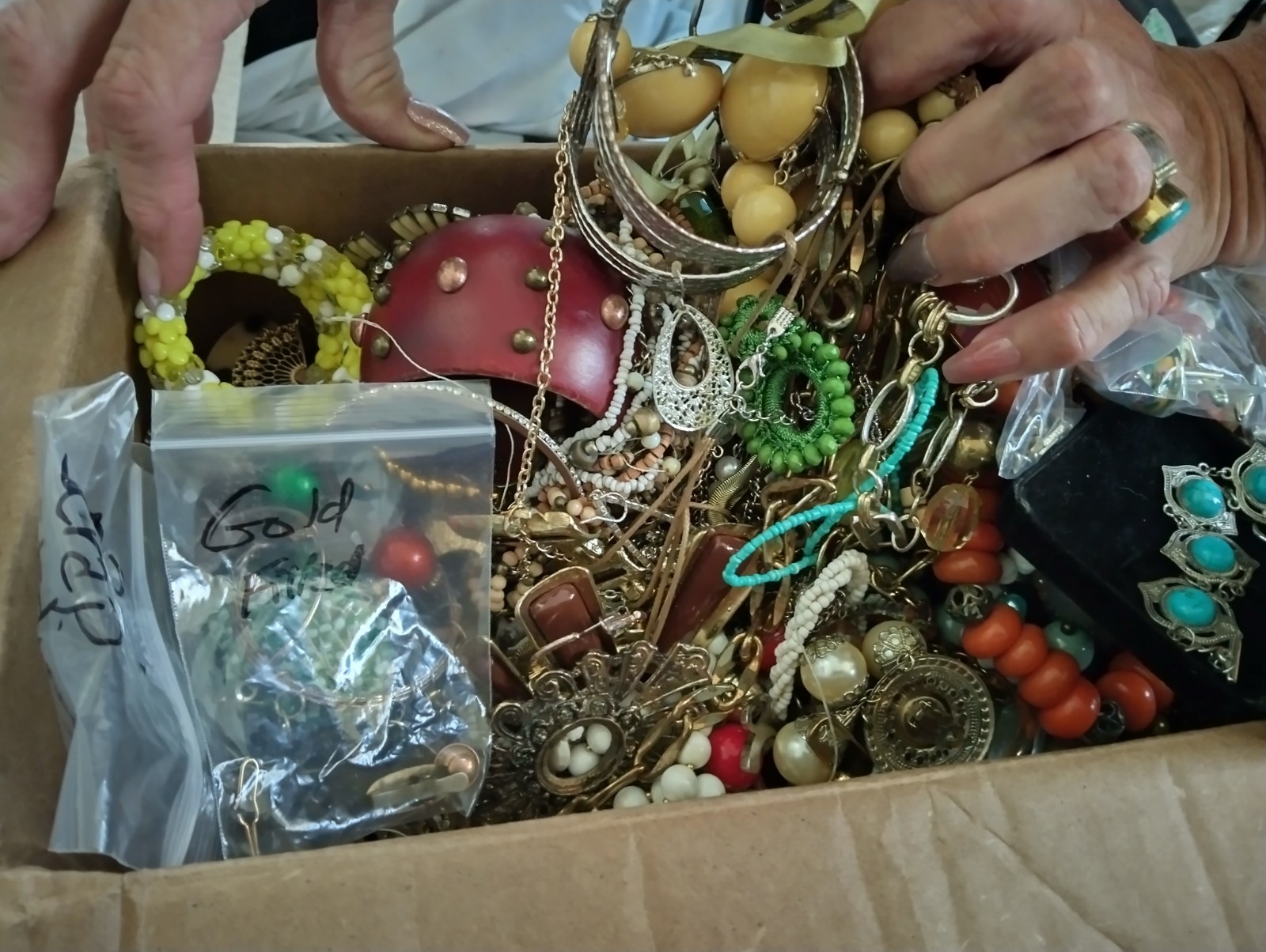 19 + lbs Huge Unsorted Jewelry Lot Vintage to Now Craft repair Sterling Goldfill
