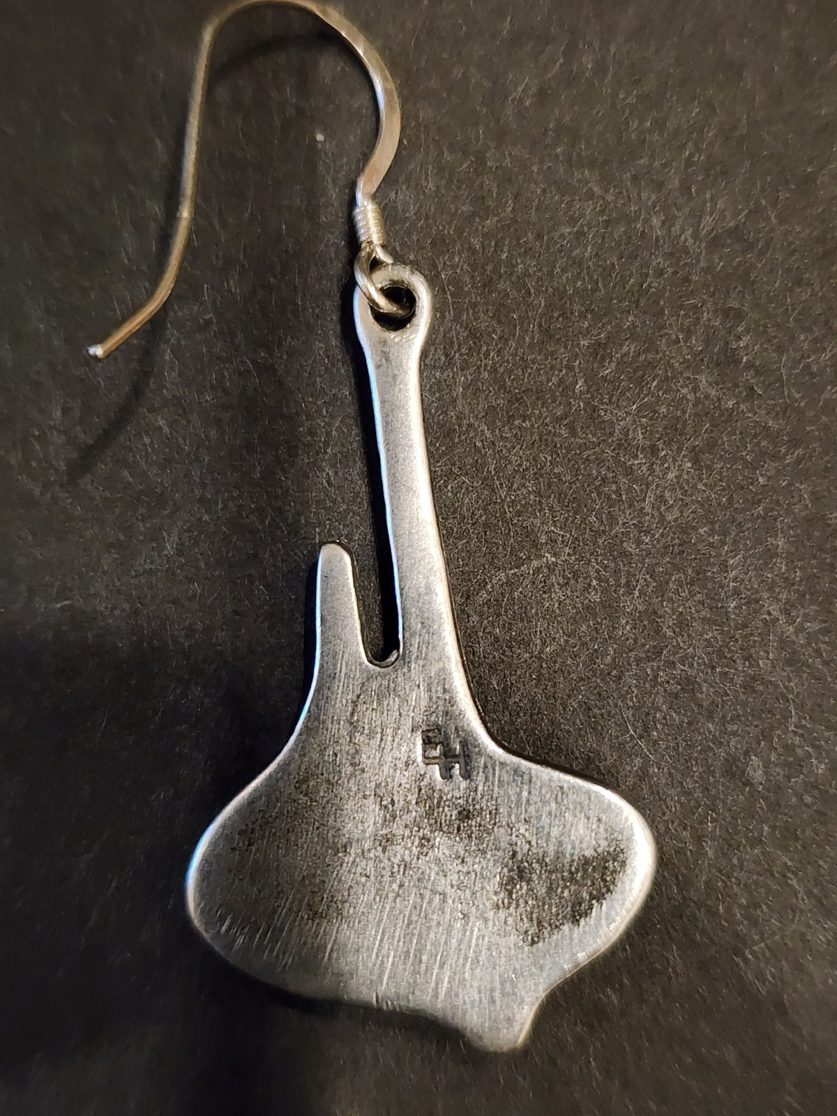 Eivind Hillestad Norway Pewter Ginkgo Leaf Dangle Earrings Signed EH Modernist