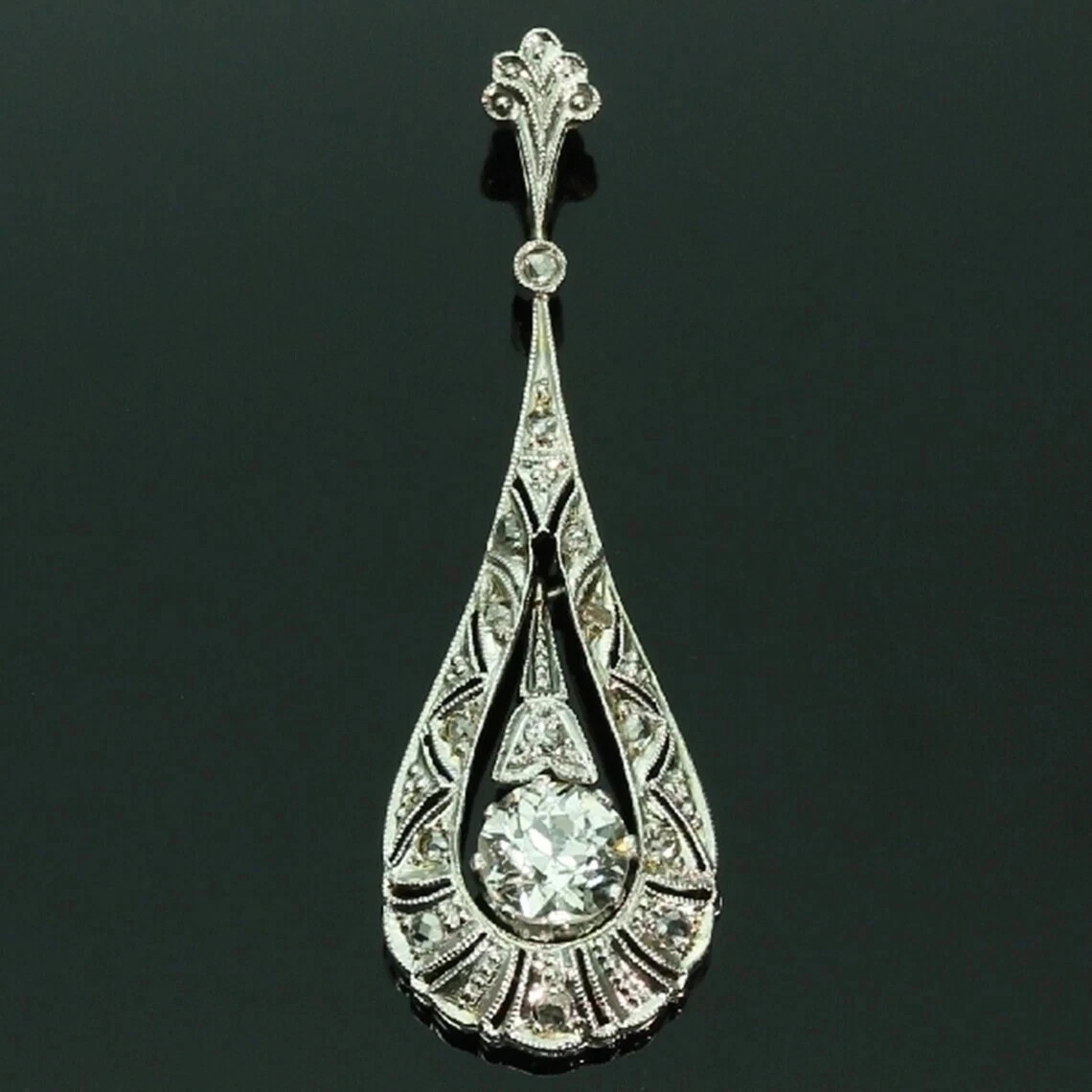 2Ct Art Deco Style Lab Created Diamond Engagement Gift 14K White Gold FN Pendant